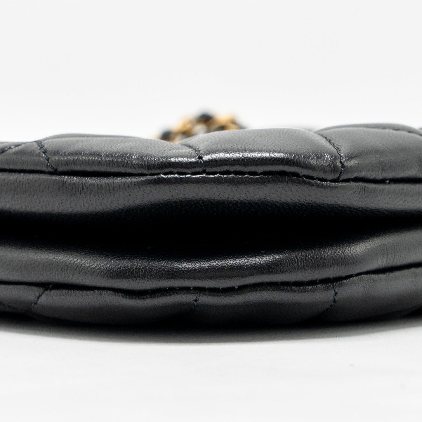 Chanel 24C Quilted Small Messenger Bag Black Lambskin  (Microchip)