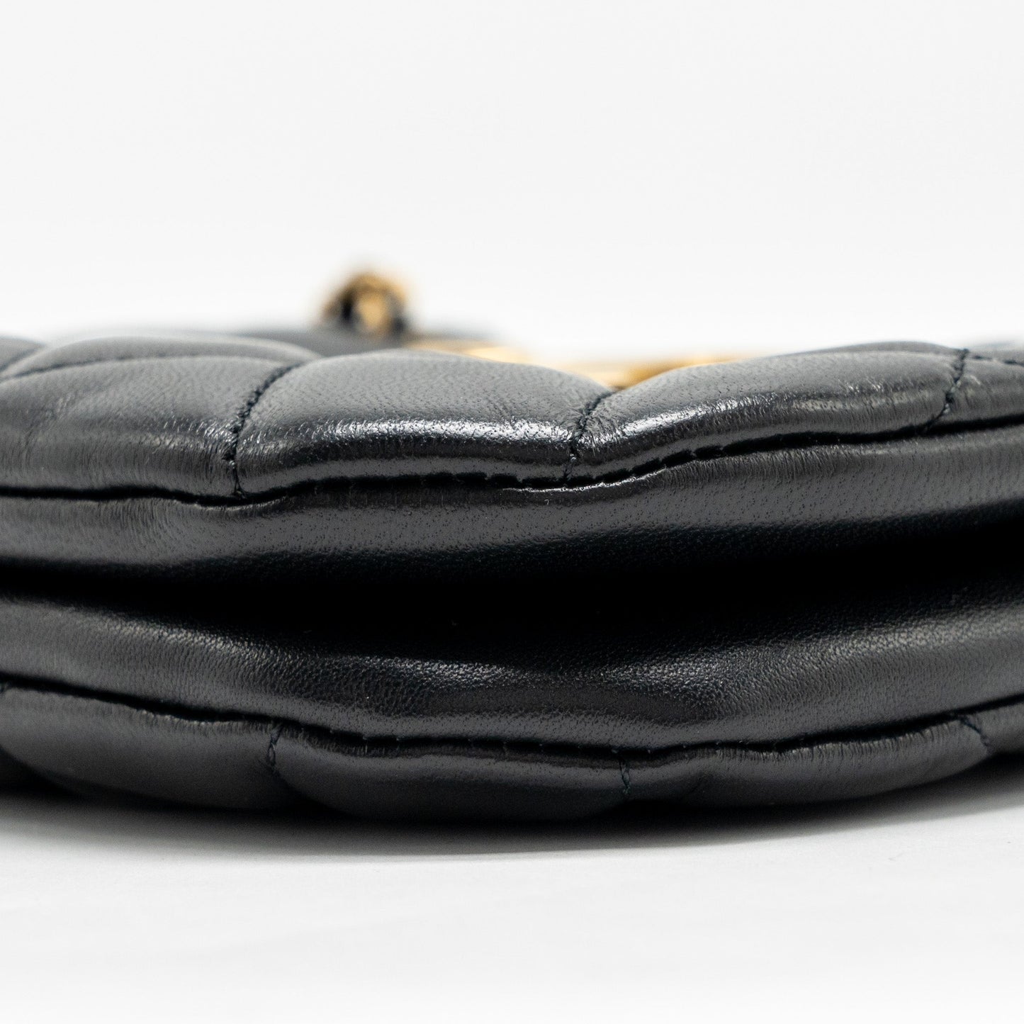 Chanel 24C Quilted Small Messenger Bag Black Lambskin  (Microchip)