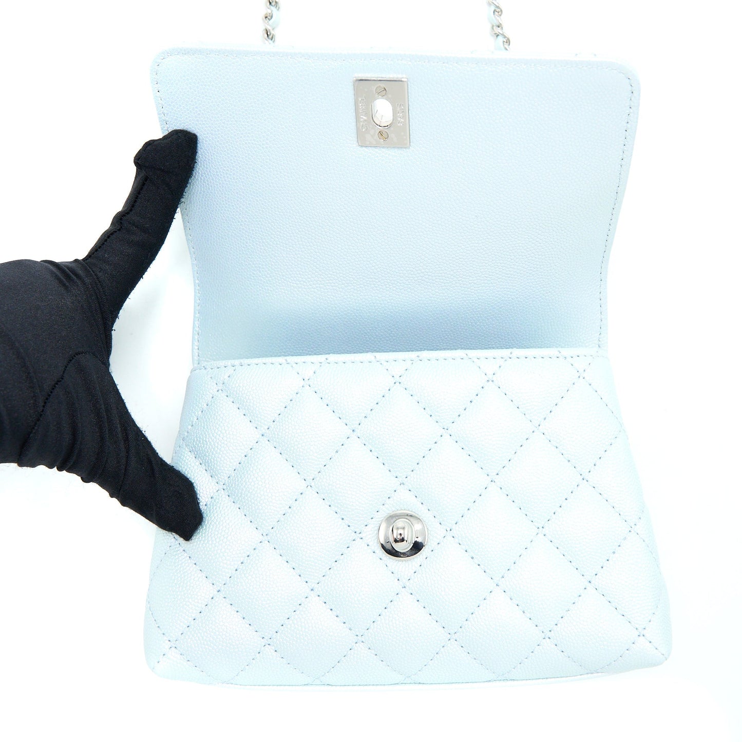 Chanel Mini Coco Handle Ombre Iridescent Caviar Light Blue Multicolour Hardware (Microchip)