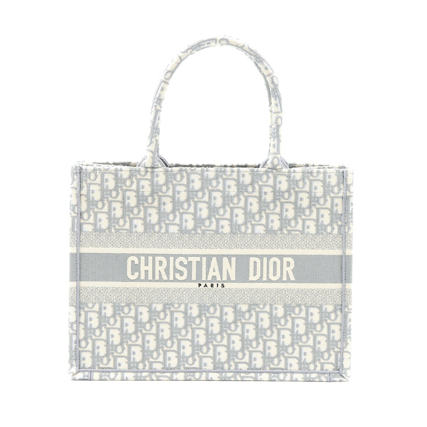 Dior Medium Book Tote Dior Oblique Embroidery Canvas Grey