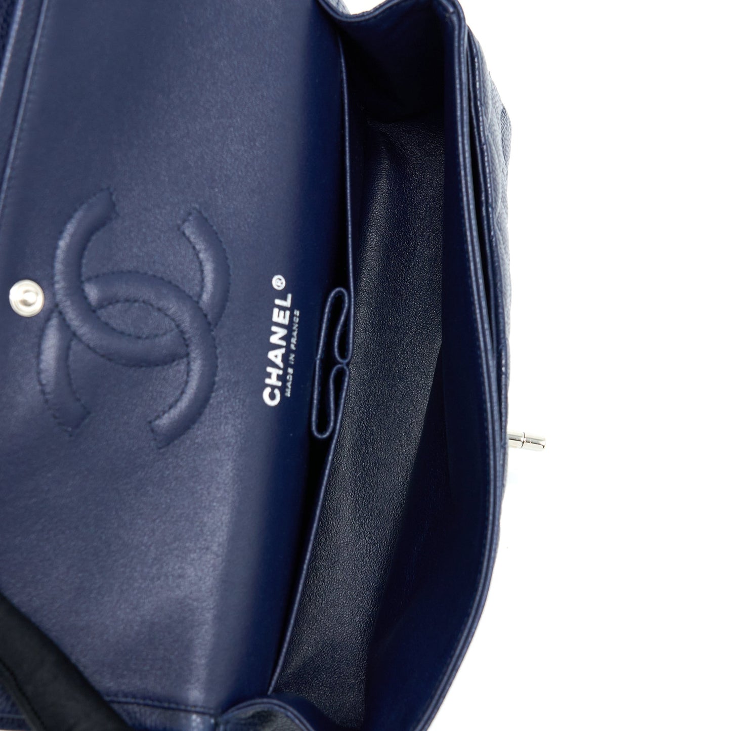 Chanel Medium Classic Double Flap Bag Caviar Navy Blue