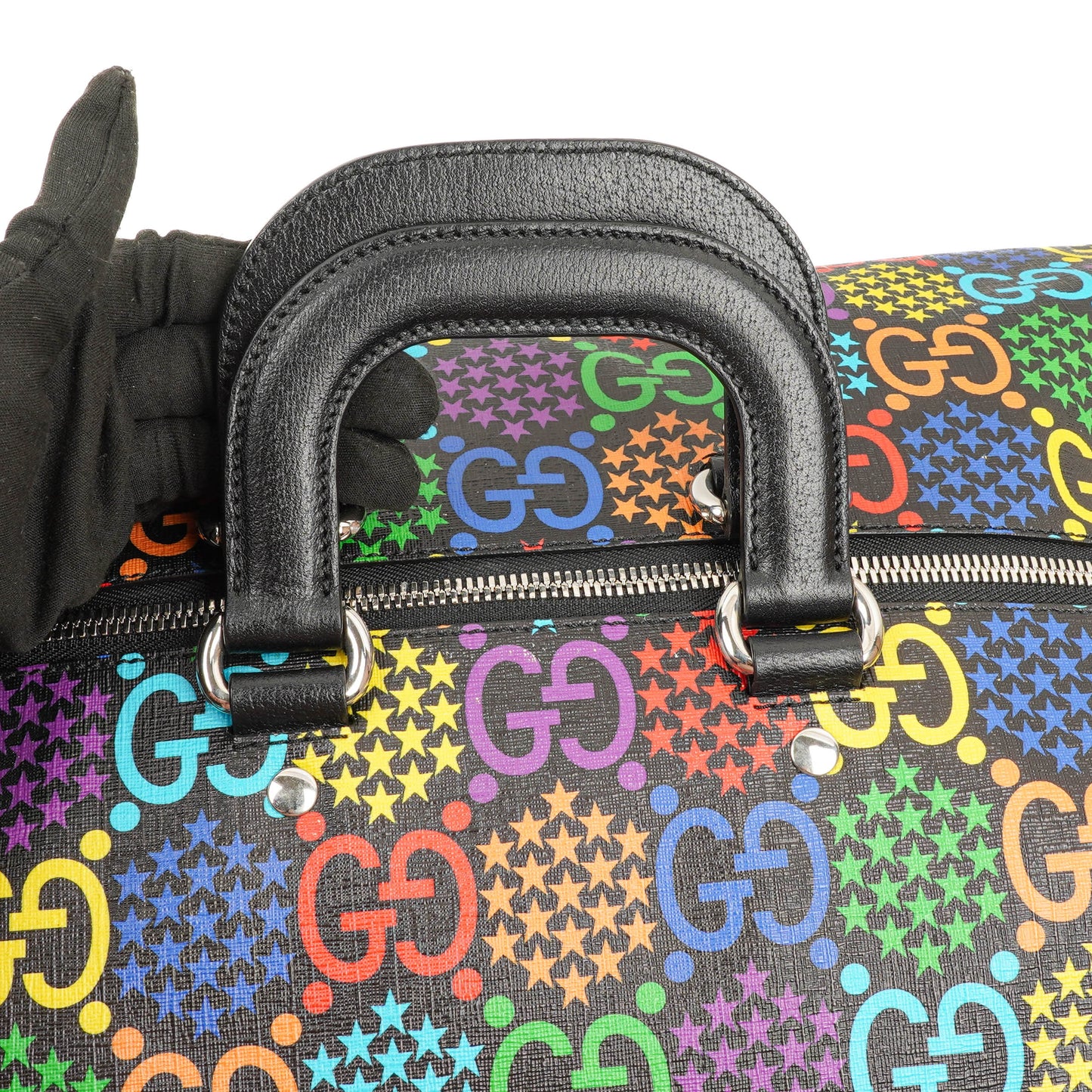 Gucci Psychedelic Black Multicolor GG Supreme Monogram Duffle Backpack