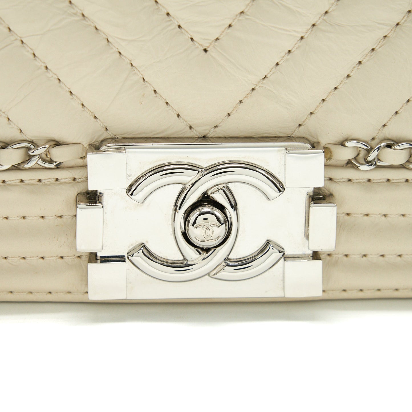 Chanel Medium Boy Bag Chevron Limited Calfskin Ivory