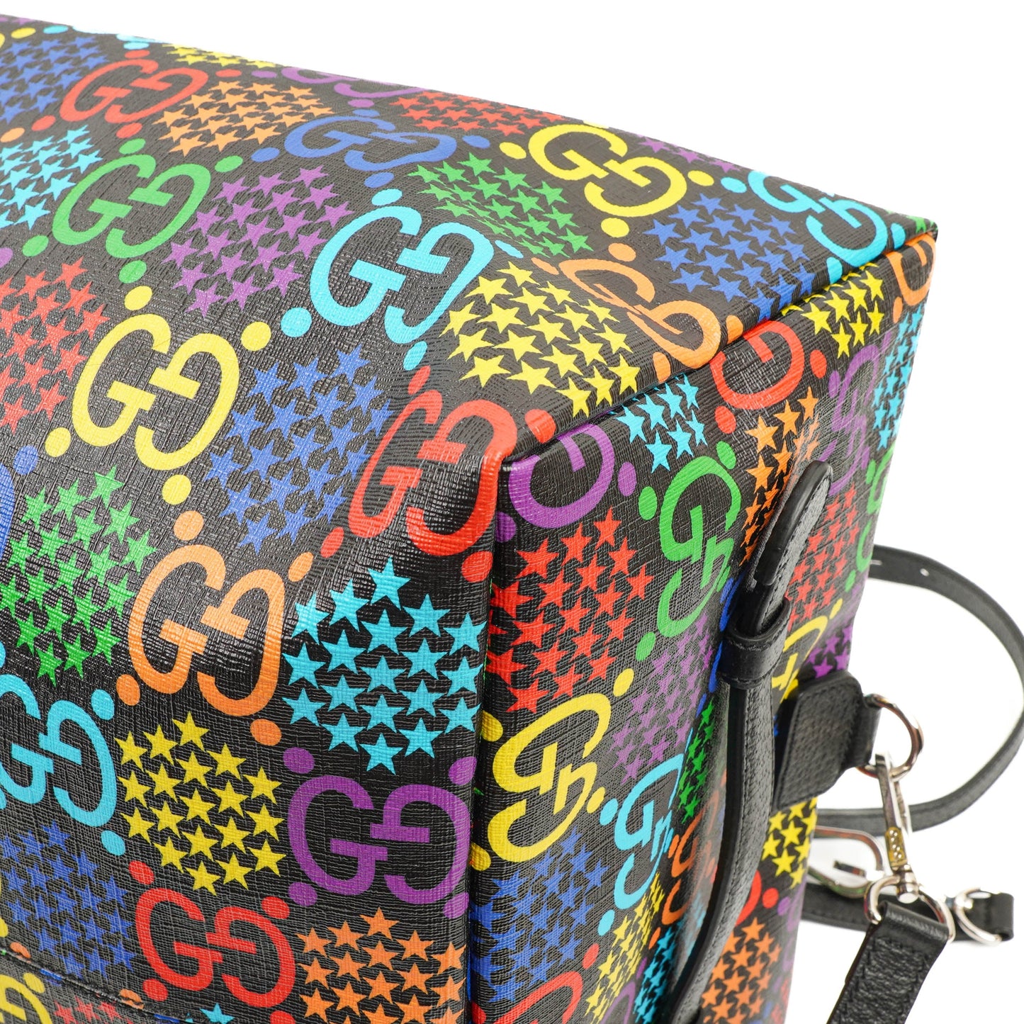 Gucci Psychedelic Black Multicolor GG Supreme Monogram Duffle Backpack