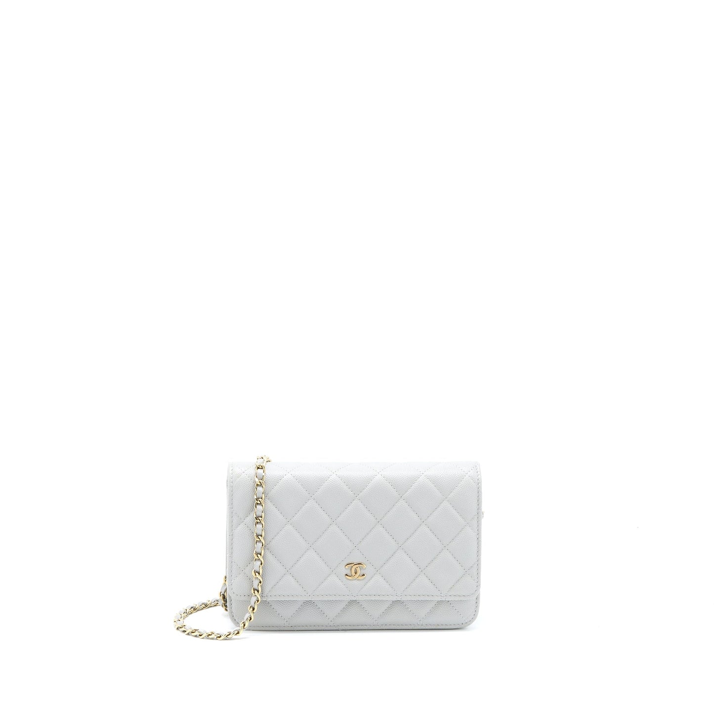 Chanel Classic Wallet on Chain Caviar Light Grey L (Microchip)