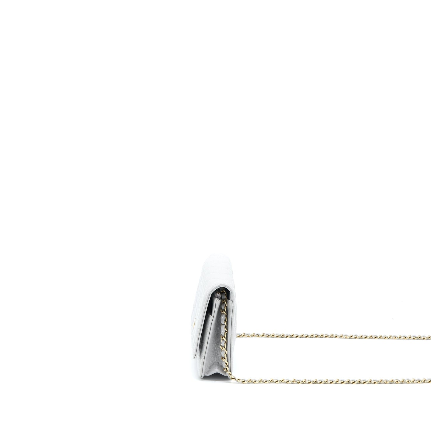 Chanel Classic Wallet on Chain Caviar Light Grey L (Microchip)