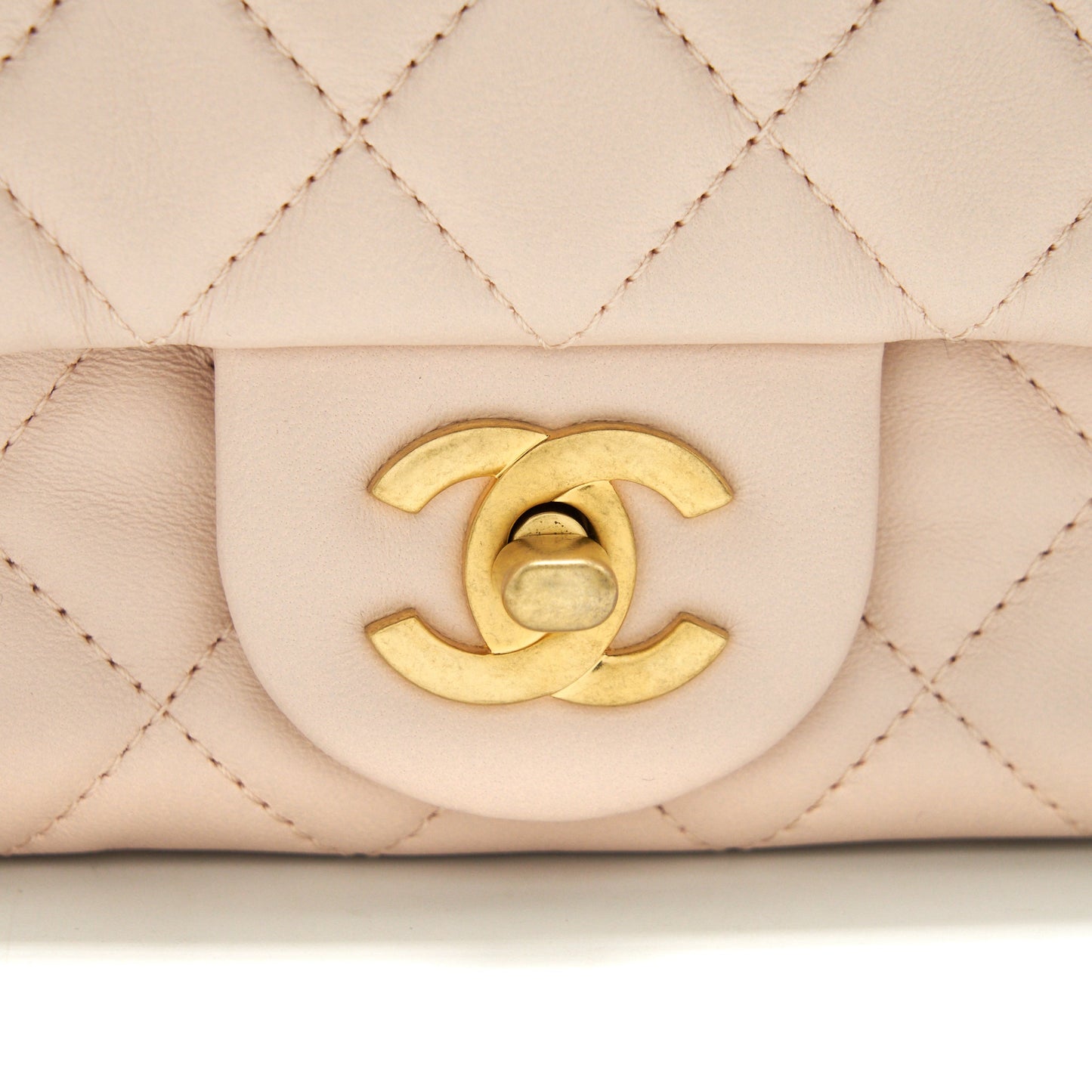 Chanel 22C Pearl Crush Mini Rectangular Flap Bag Lambskin Light Berge