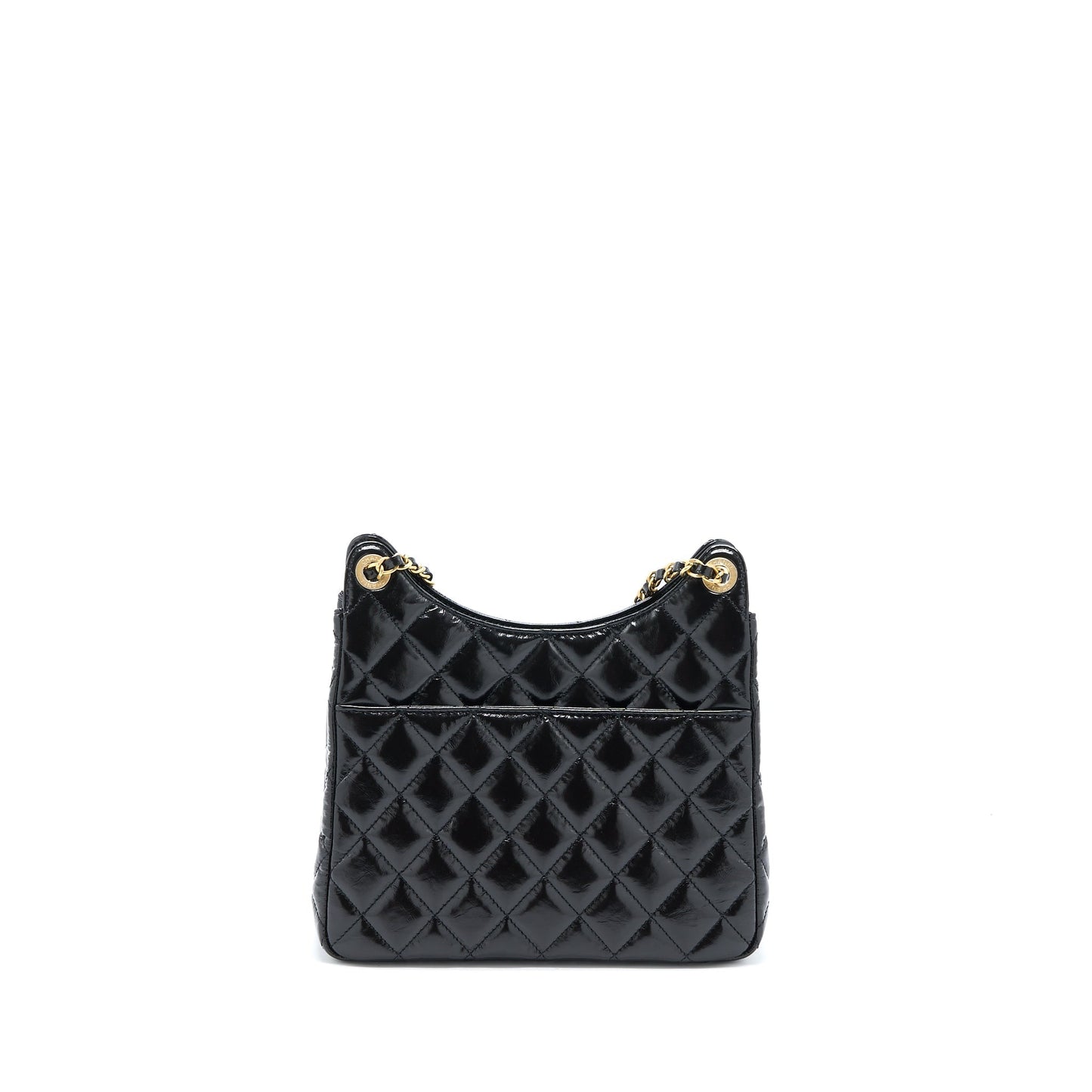 Chanel 23C Hobo Bag Shiny Calfskin Black Brushed  (Microchip)