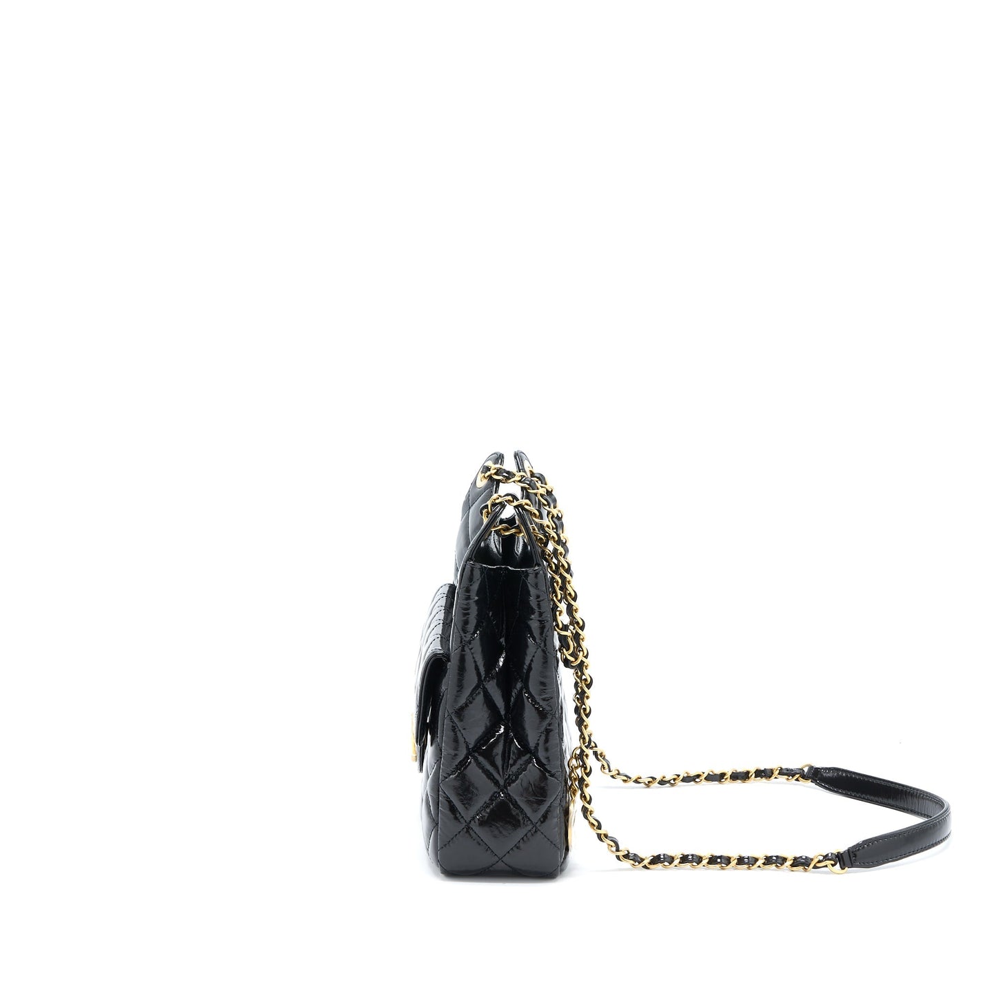 Chanel 23C Hobo Bag Shiny Calfskin Black Brushed  (Microchip)