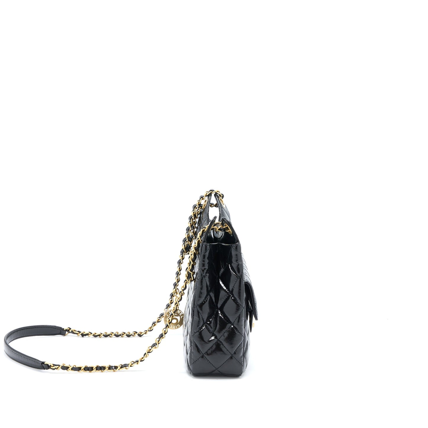 Chanel 23C Hobo Bag Shiny Calfskin Black Brushed  (Microchip)