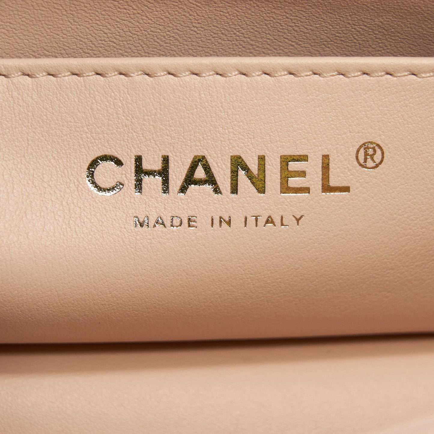 Chanel 22C Pearl Crush Mini Rectangular Flap Bag Lambskin Light Berge