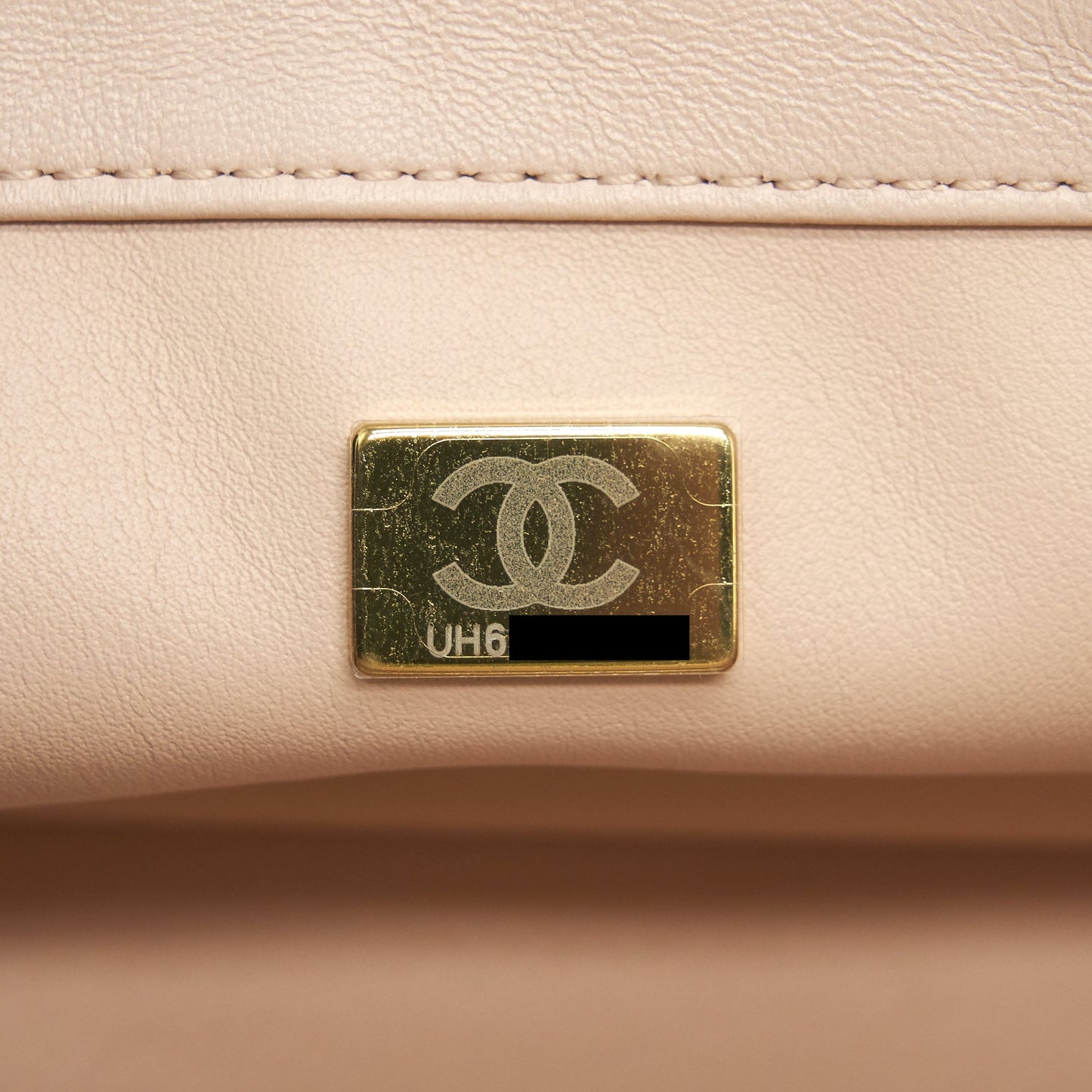 Chanel 22C Pearl Crush Mini Rectangular Flap Bag Lambskin Light Berge