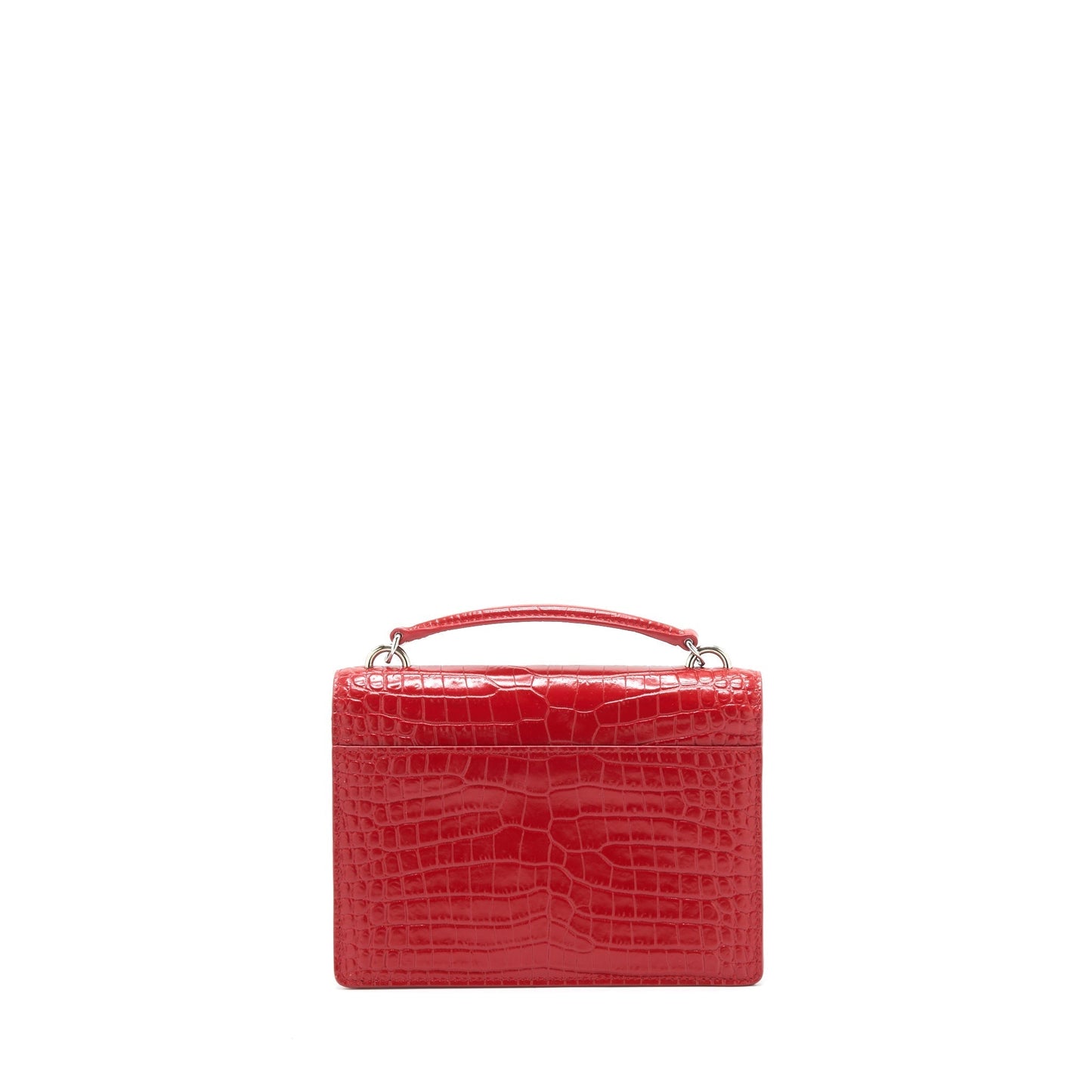 Saint Laurent/ Mini Sunset Crocodile Embossed Red