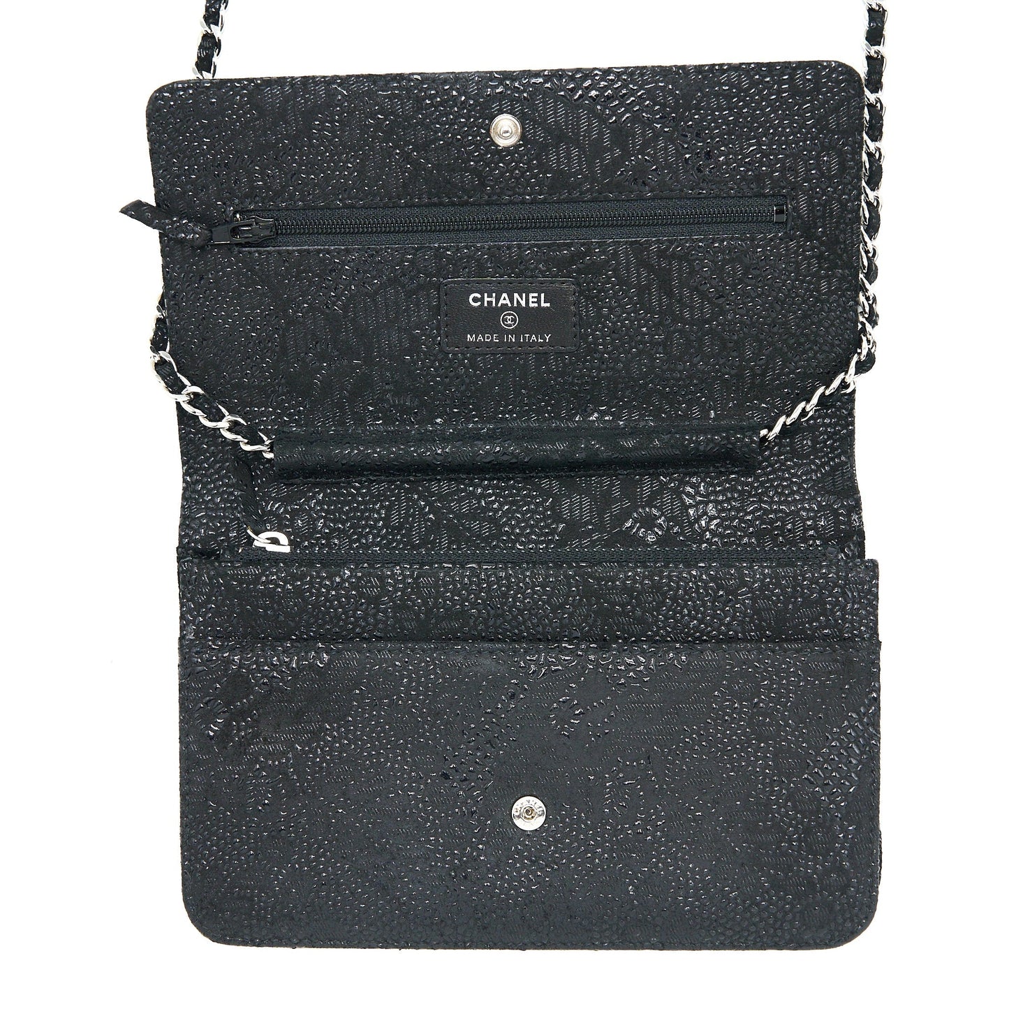Chanel Seasonal Wallet On Chain Fabric Black
