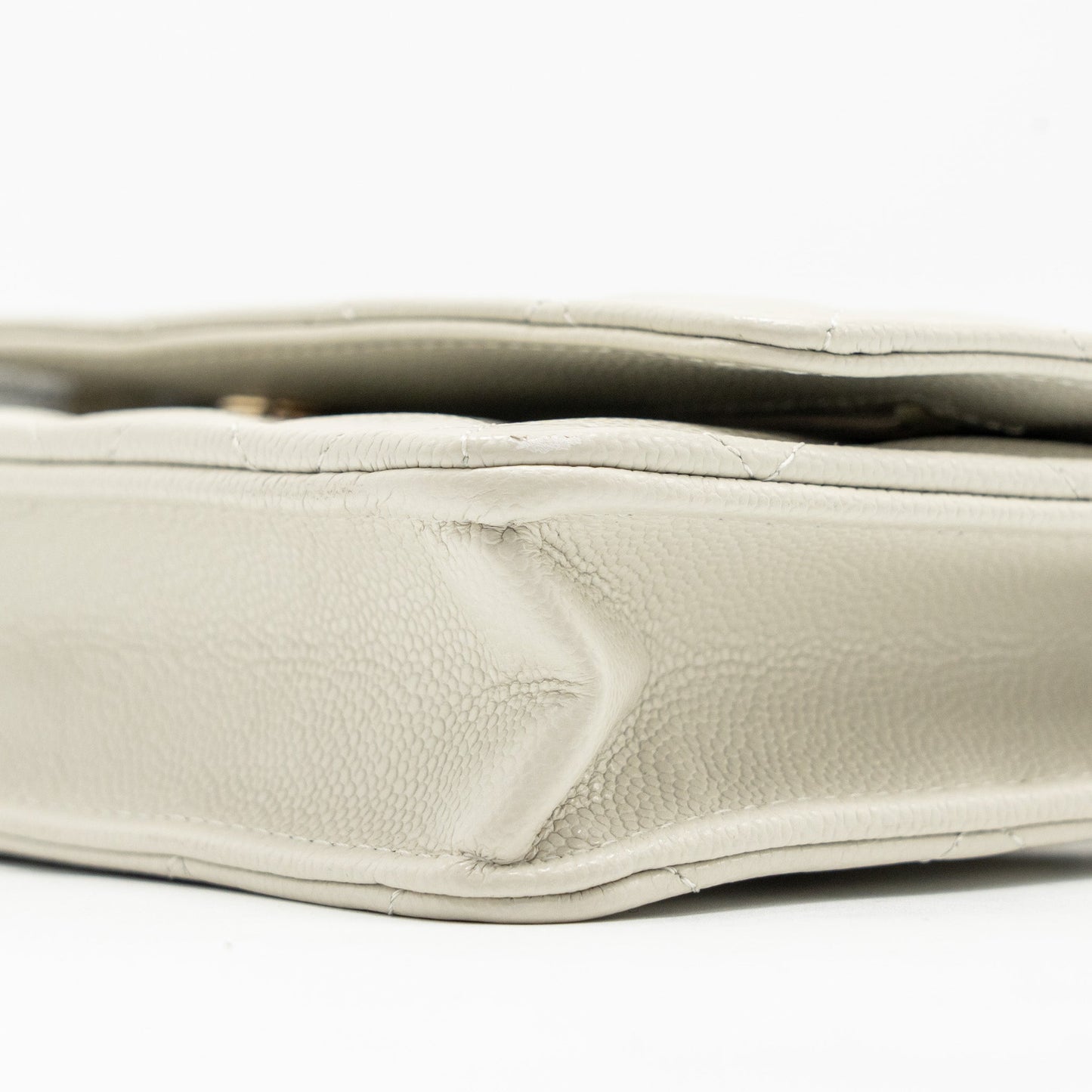 Chanel Classic Wallet on Chain Caviar Creamy White L(microchip)