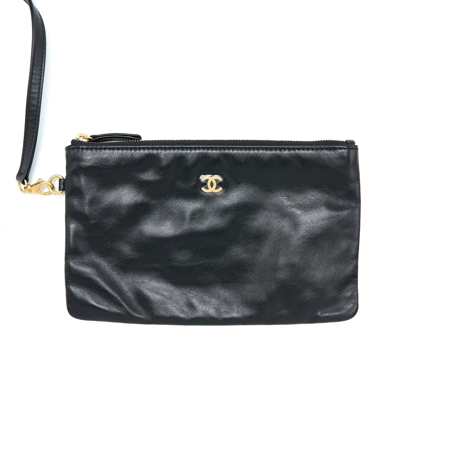 Chanel Medium 22 Bag White Letter Shiny Calfskin Black  (Microchip)