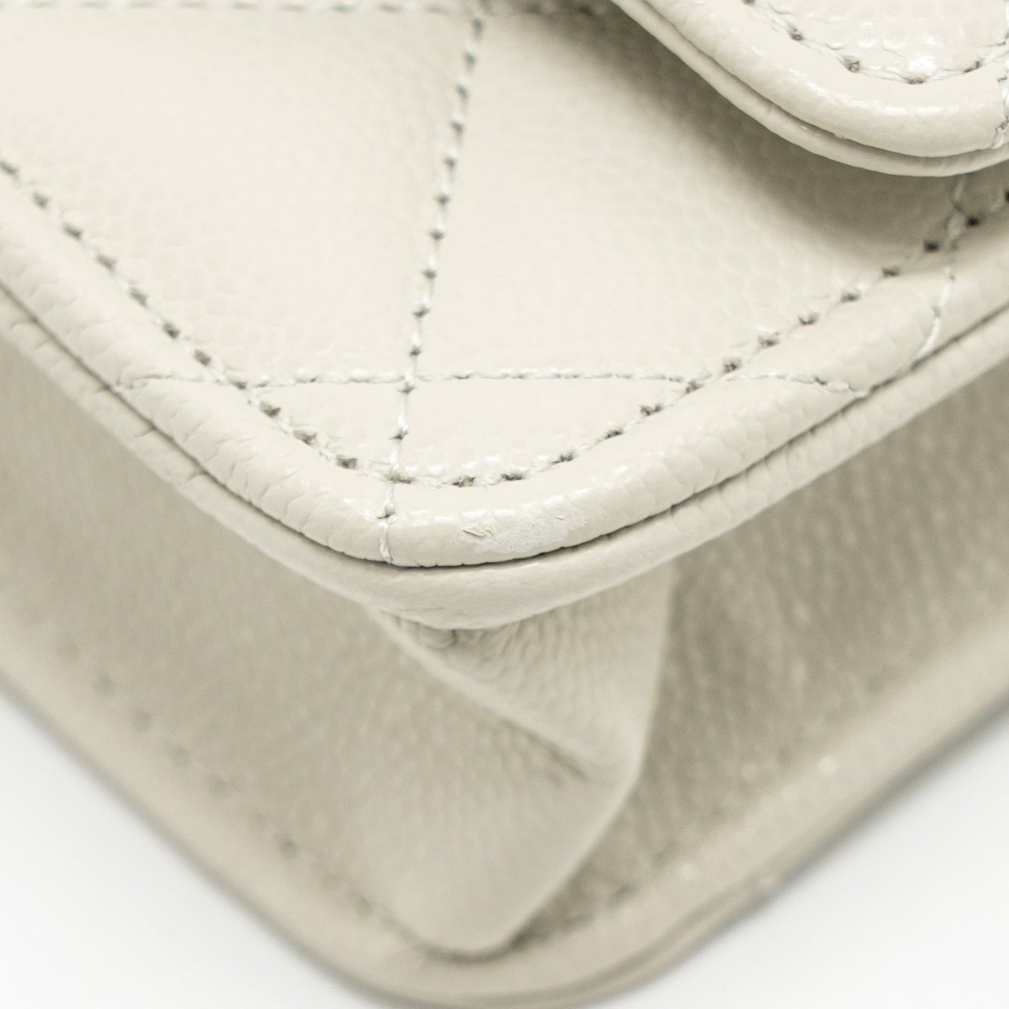 Chanel Classic Wallet on Chain Caviar Creamy White L(microchip)