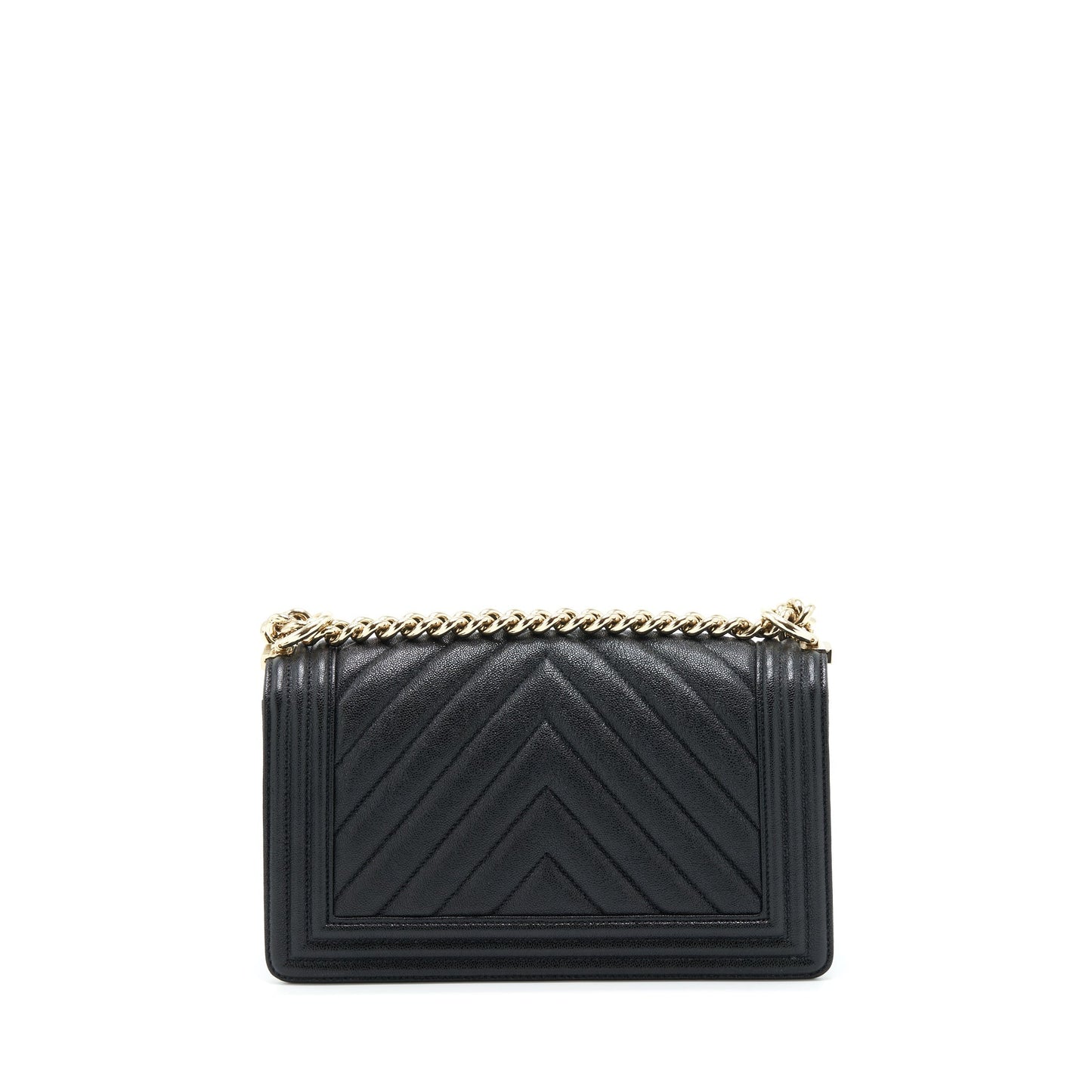Chanel Medium Boy Chevron Caviar Black L