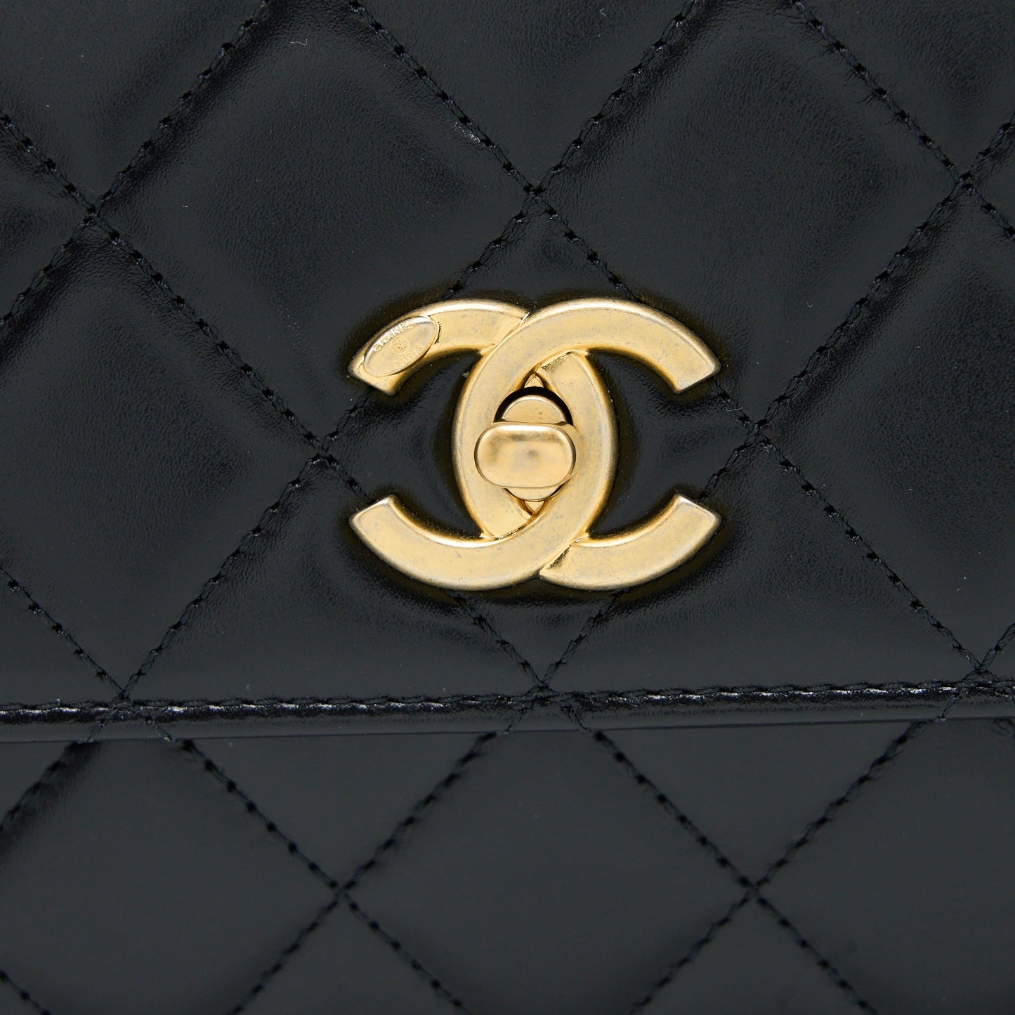 Chanel 23p Flap Bag with Top Handle Shiny Calfskin Black  (Microchip)