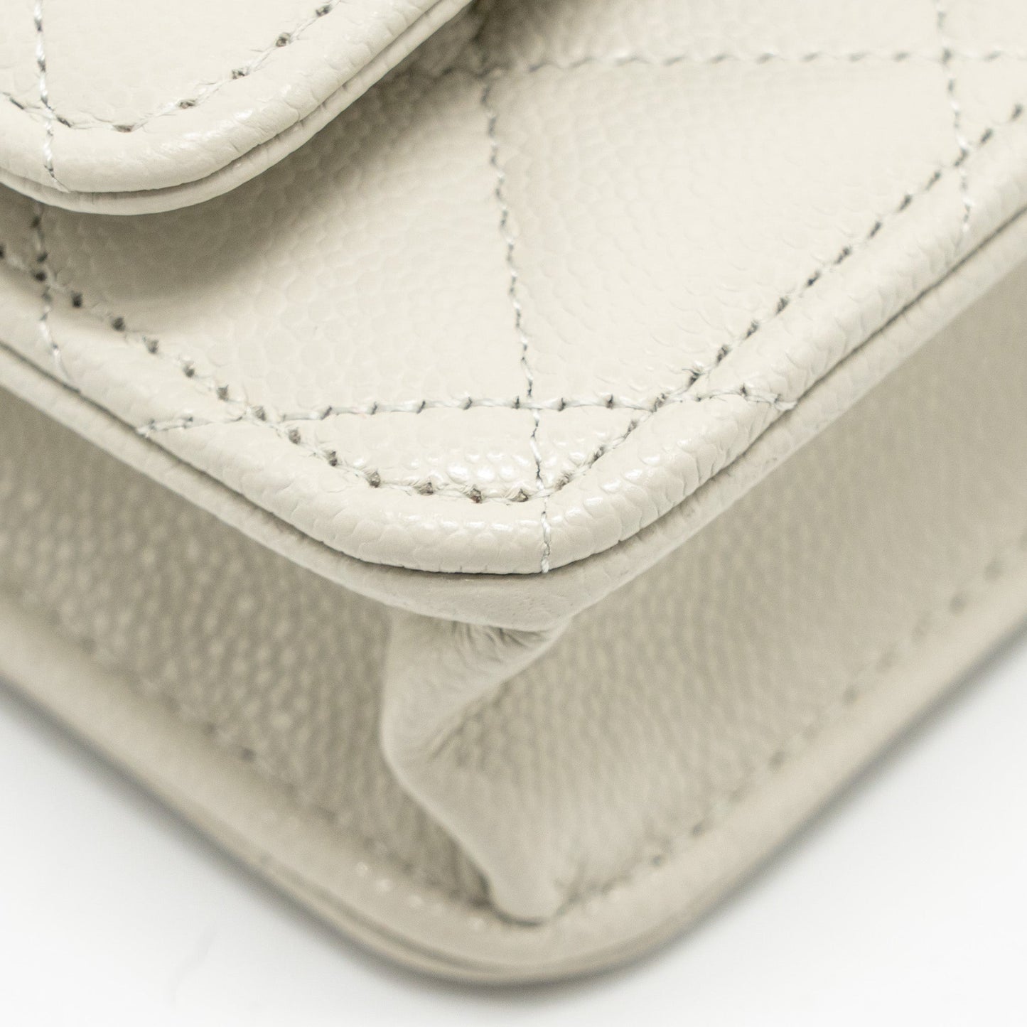 Chanel Classic Wallet on Chain Caviar Creamy White L(microchip)
