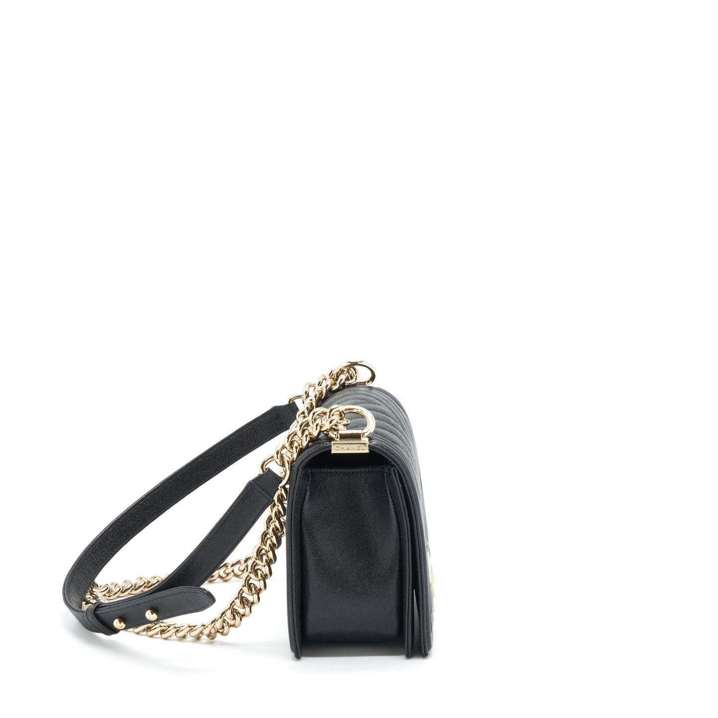 Chanel Medium Boy Chevron Caviar Black L