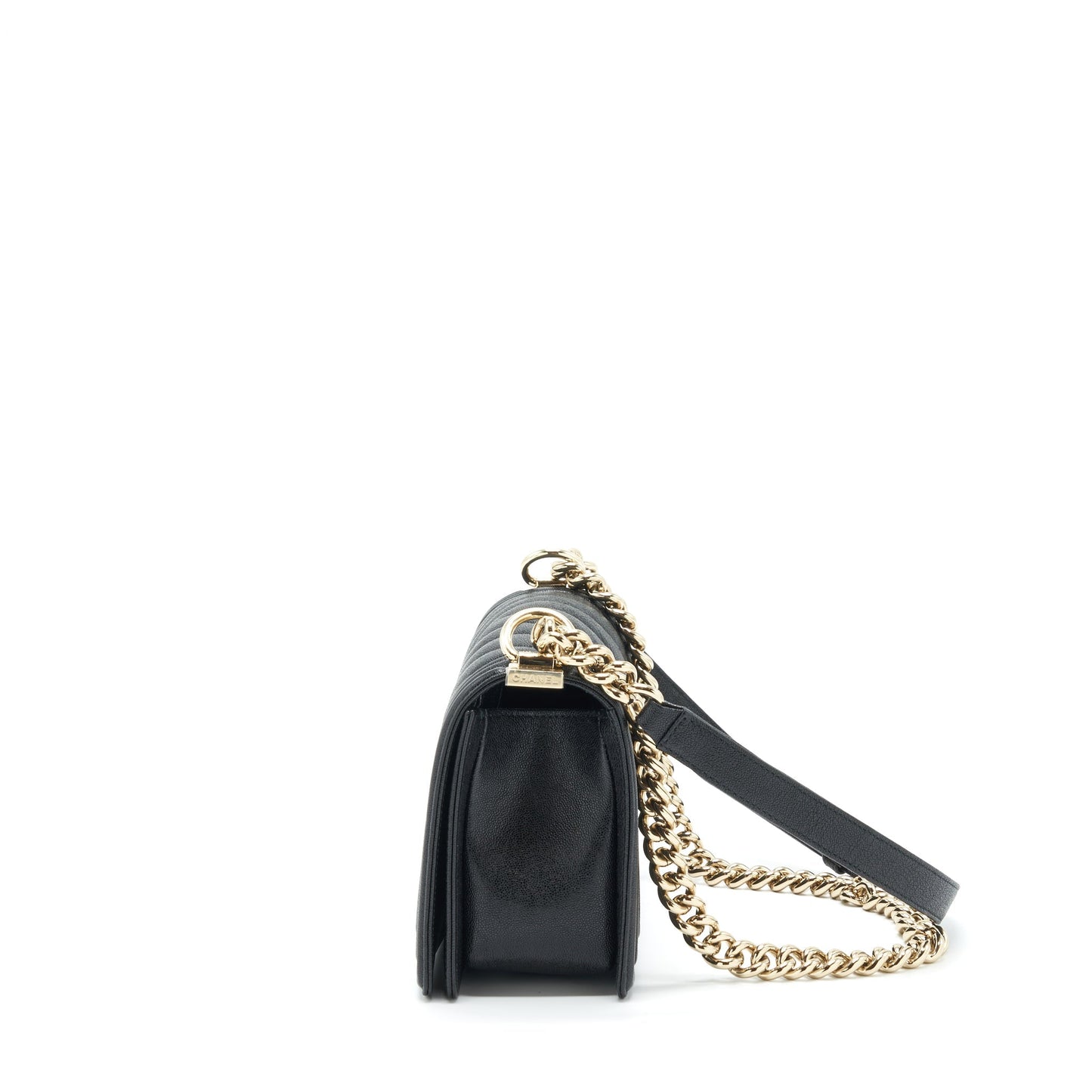 Chanel Medium Boy Chevron Caviar Black L
