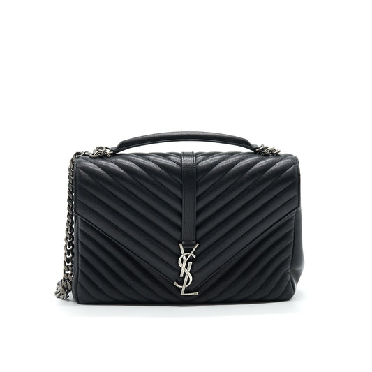 SAINT LAURENT / COLLEGE MATELASSE LEATHER BLACK