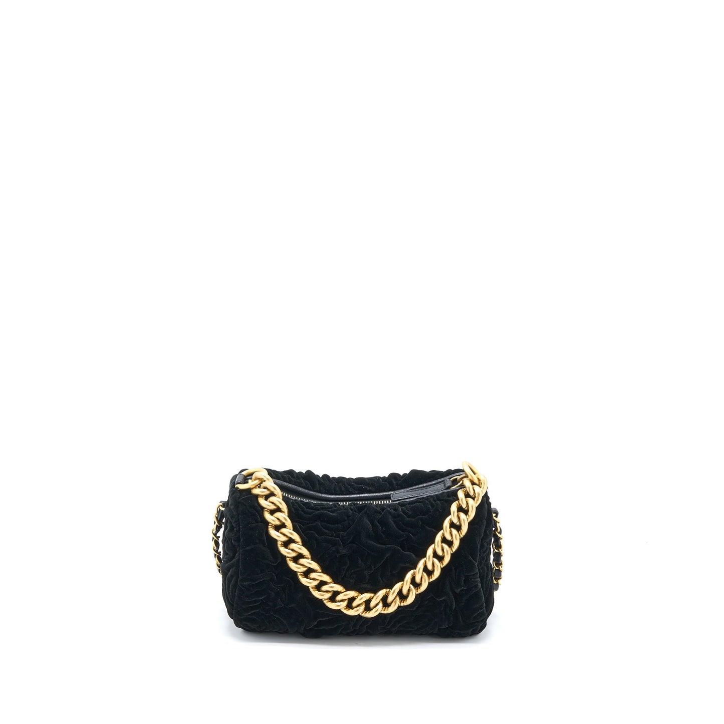Chanel Mini Boston Bag with Chain Camellia Velvet Black  (Microchip)