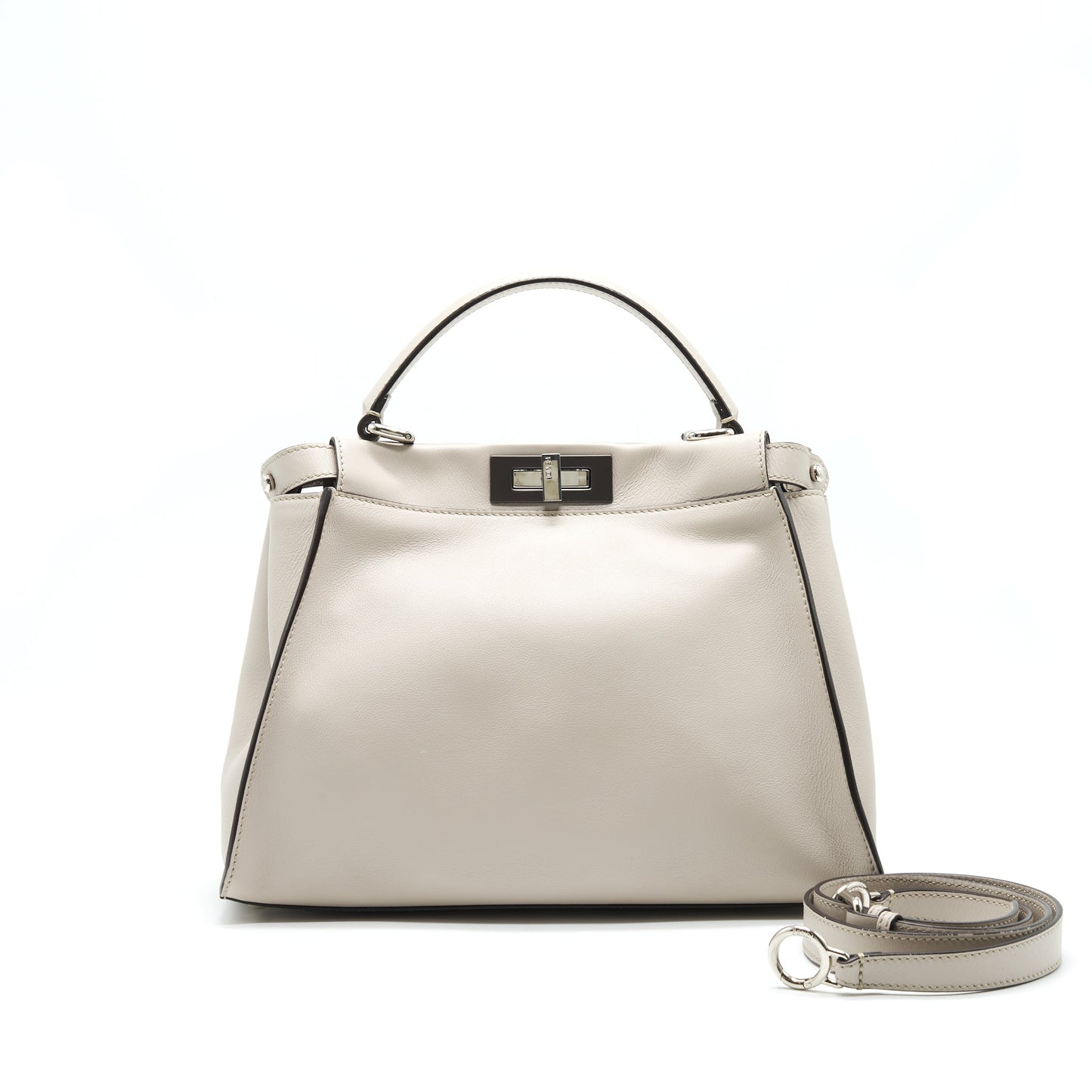 Fendi Medium Peekaboo Purse Light Grey with