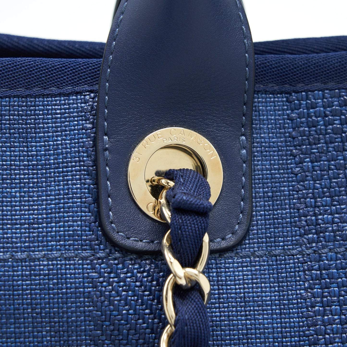 Chanel Deauville Tote Bag Canvas Dark Blue