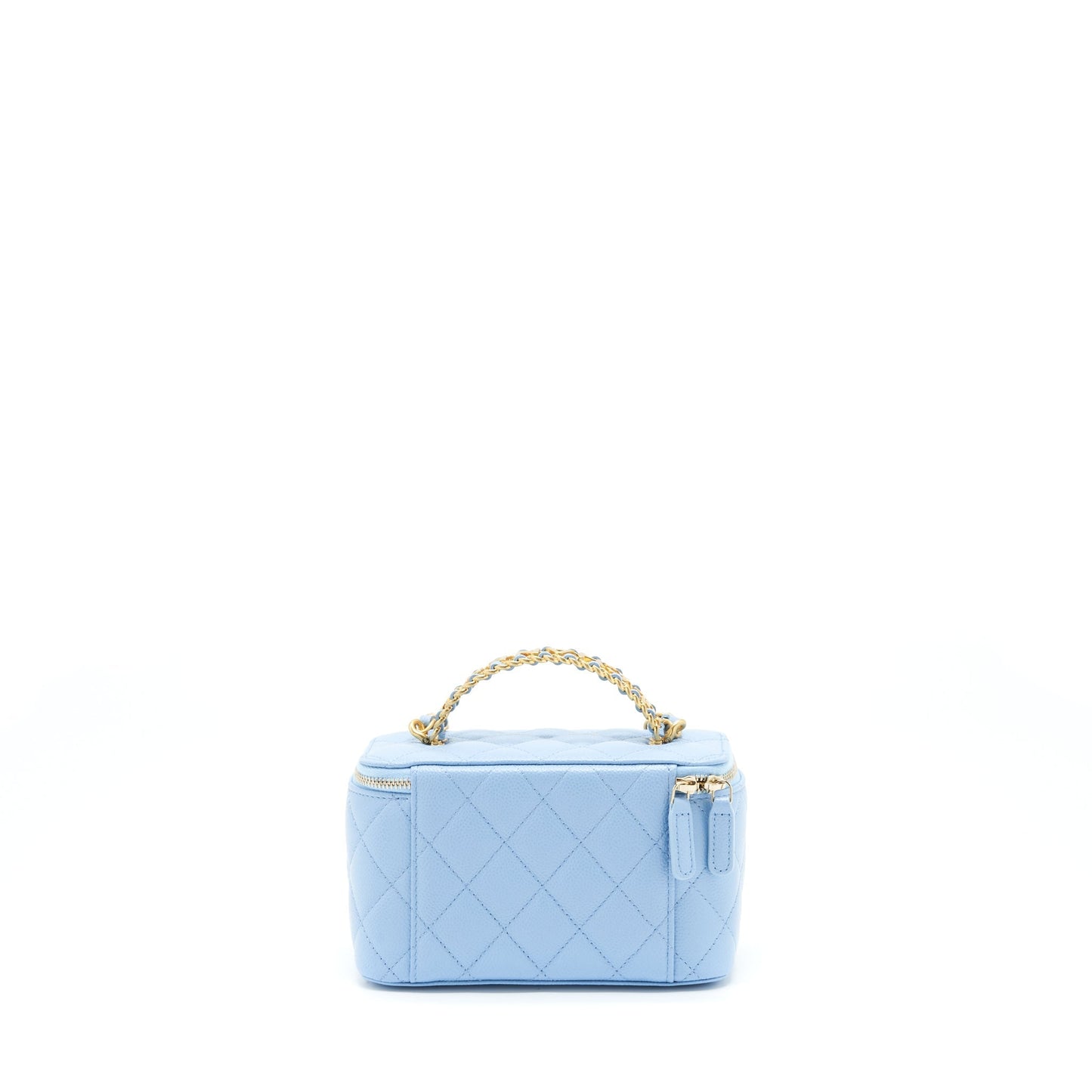 Chanel 22S Letter Handle Long Vanity With Chain Caviar Blue