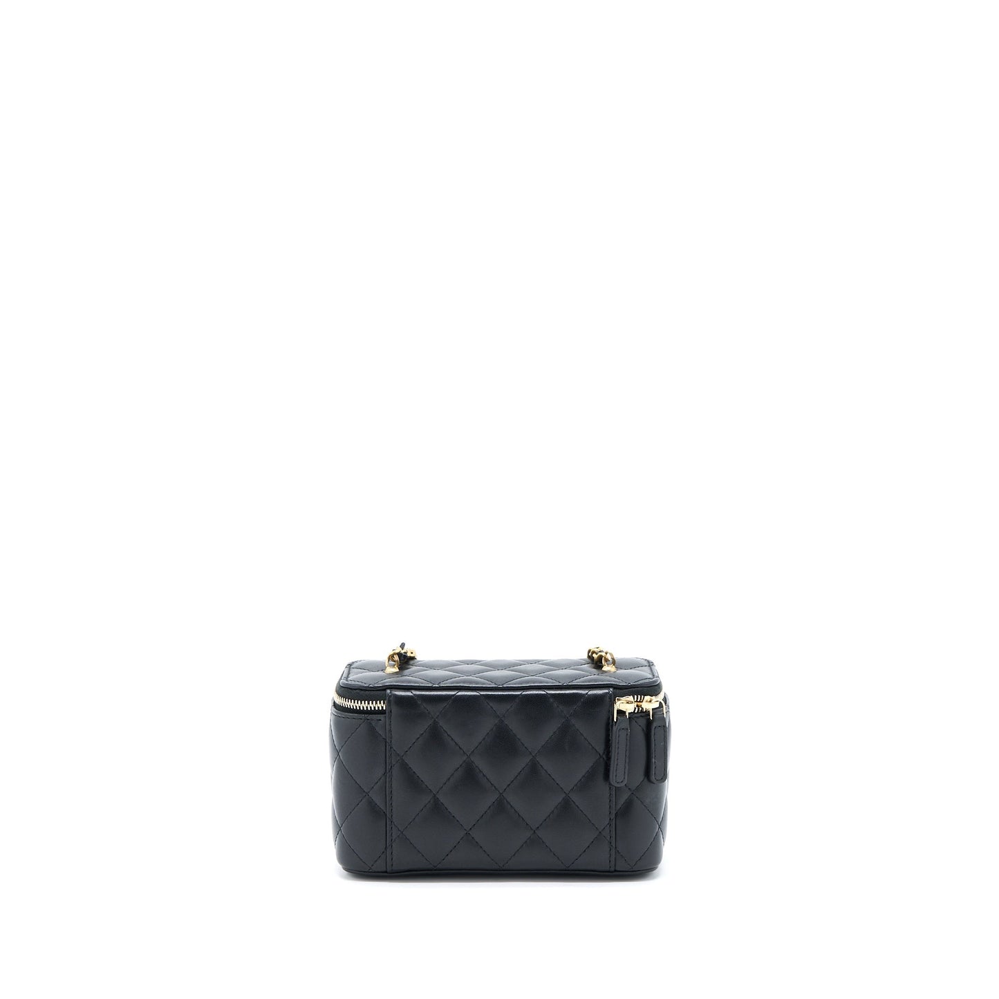 Chanel Pear Crush Long Vanity With Chain Lambskin Black