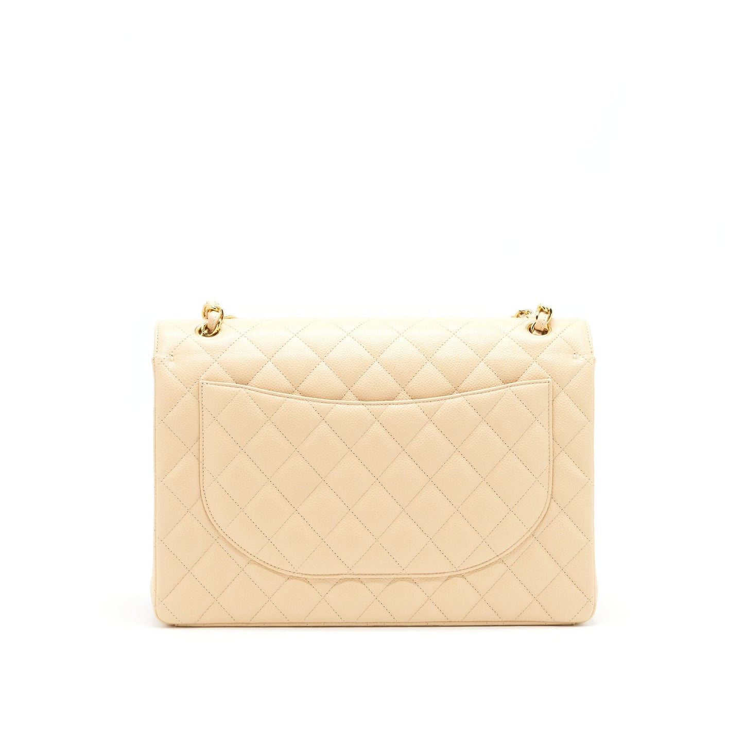 Chanel Maxi Classic Double Flap Bag Caviar beige