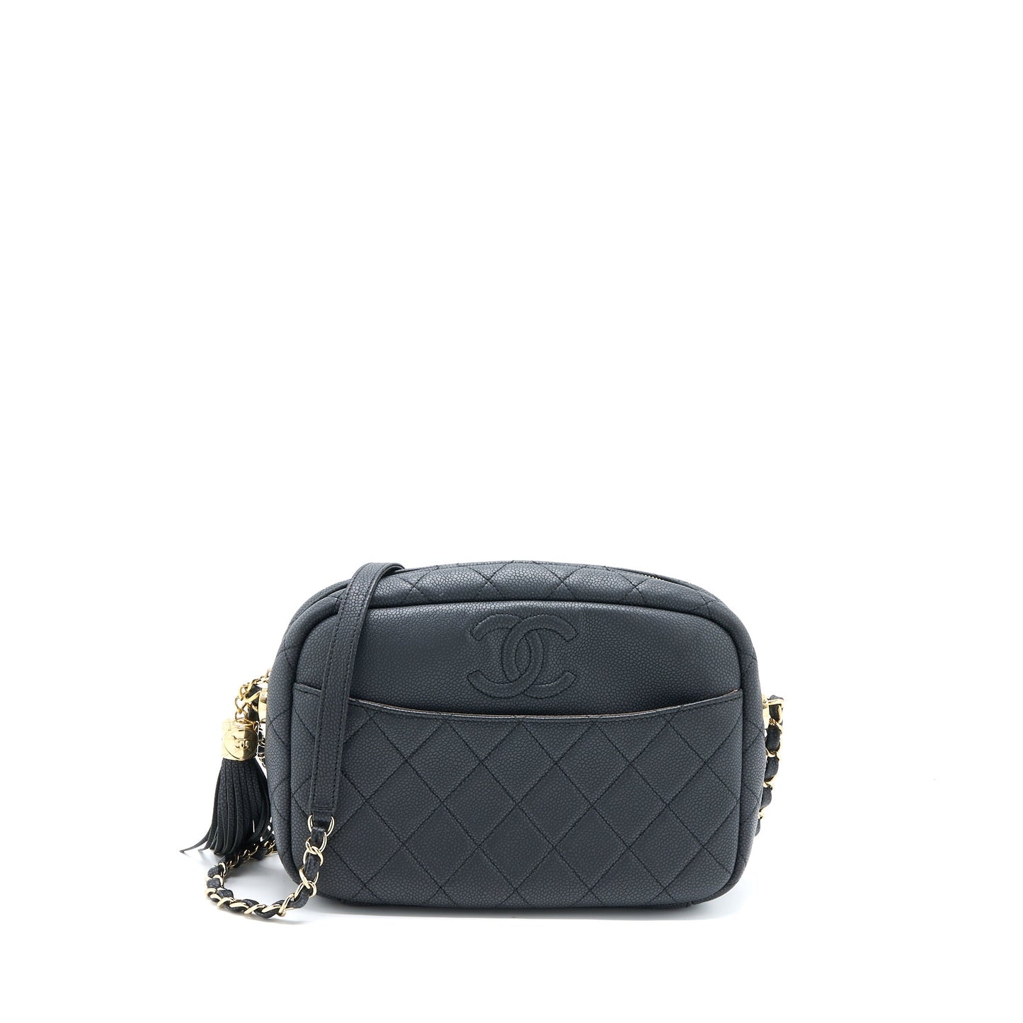 Chanel Large Camera Bag Grained Calfskin Dark Grey L