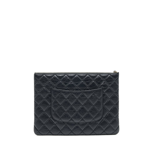 Chanel 2.55 Leather Clutch with Charm Black