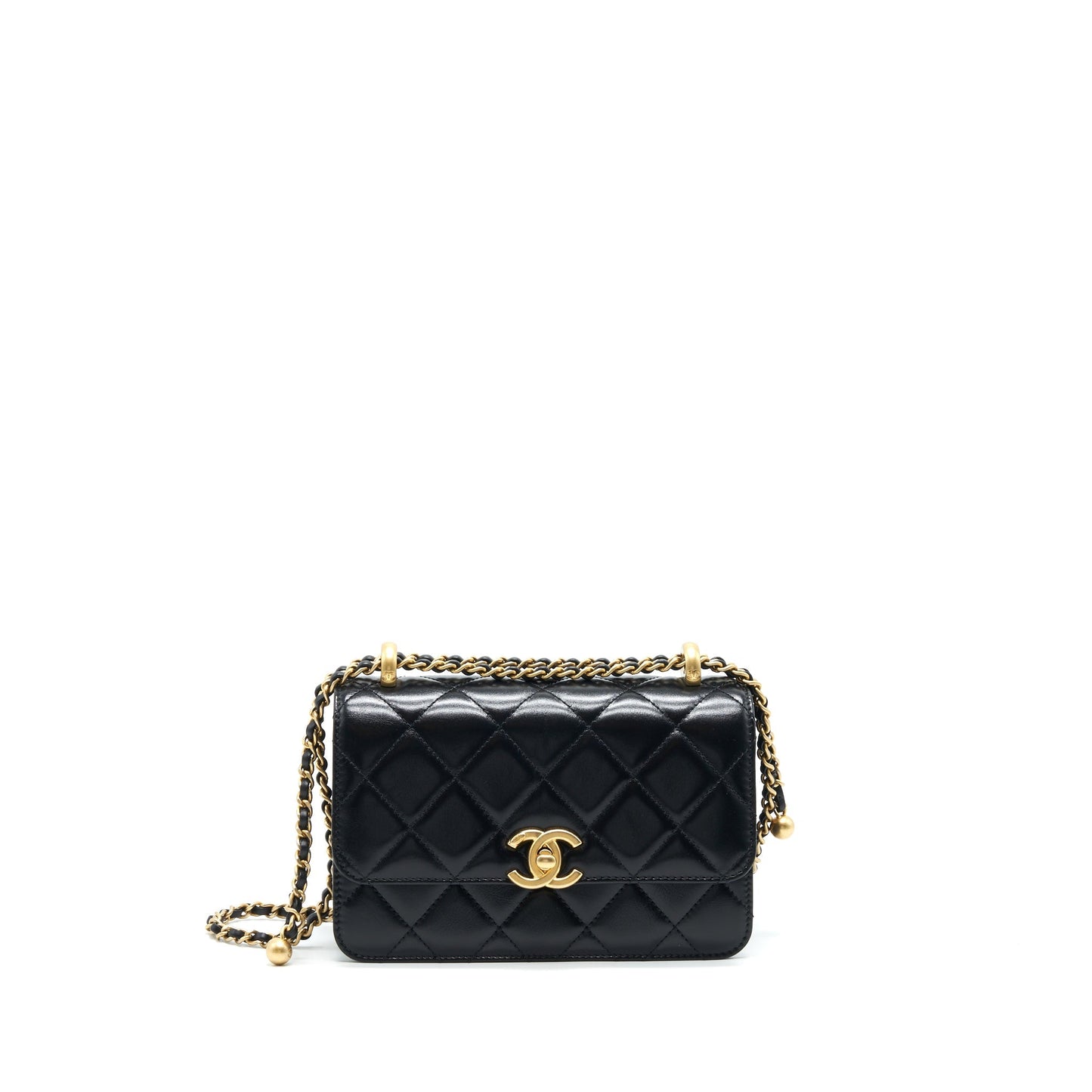 Chanel 21A Gold Crush Mini Flap Bag Calfskin Black
