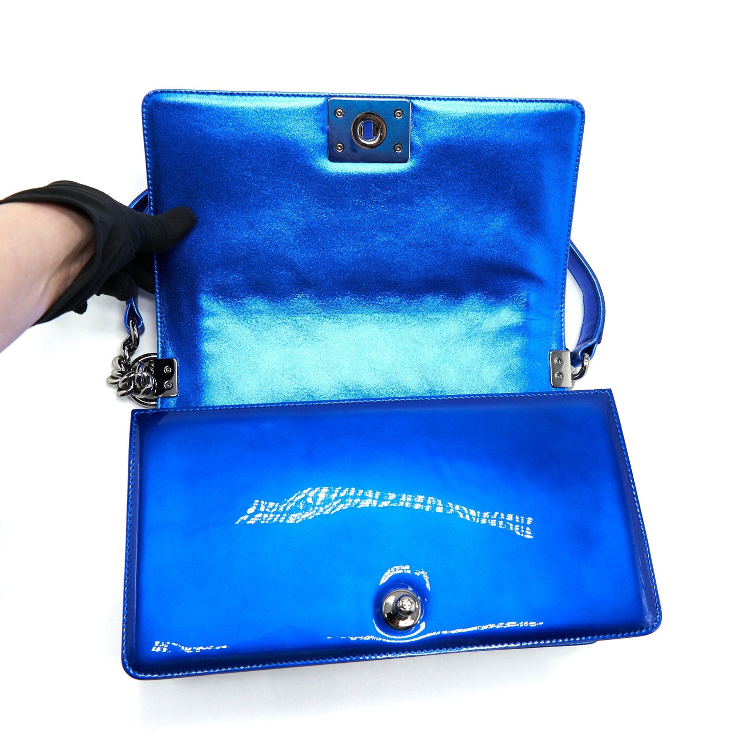 Chanel Medium Le-Boy Patent Electric Blue