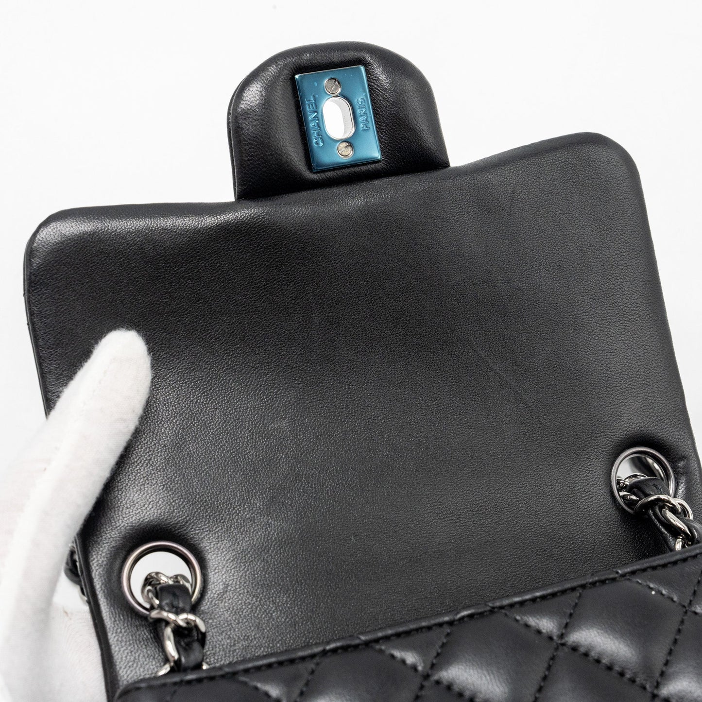 Chanel mini square Flap bag lambskin black
