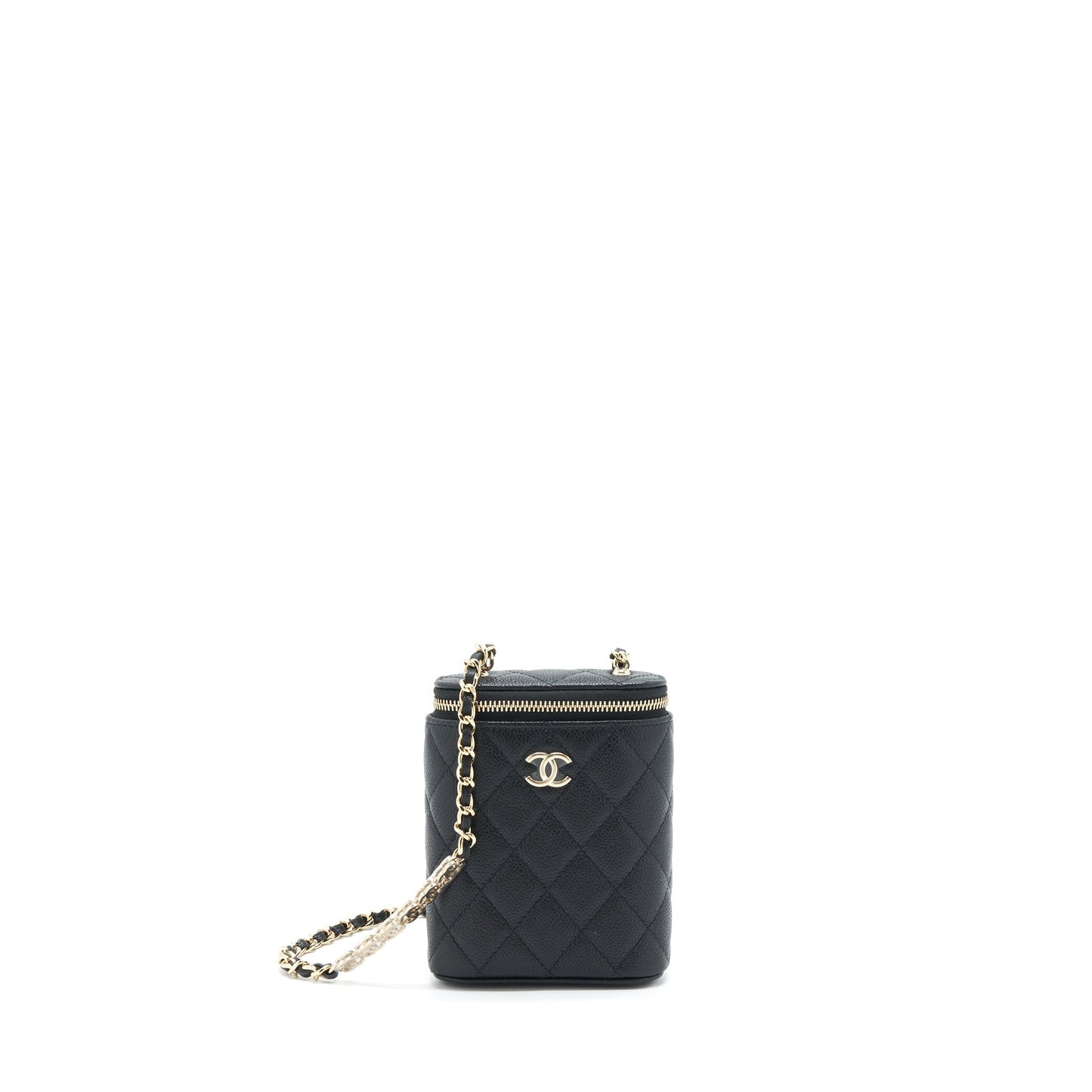 Chanel 22P Vertical Mini Vanity With CC Logo Chain Caviar Black L