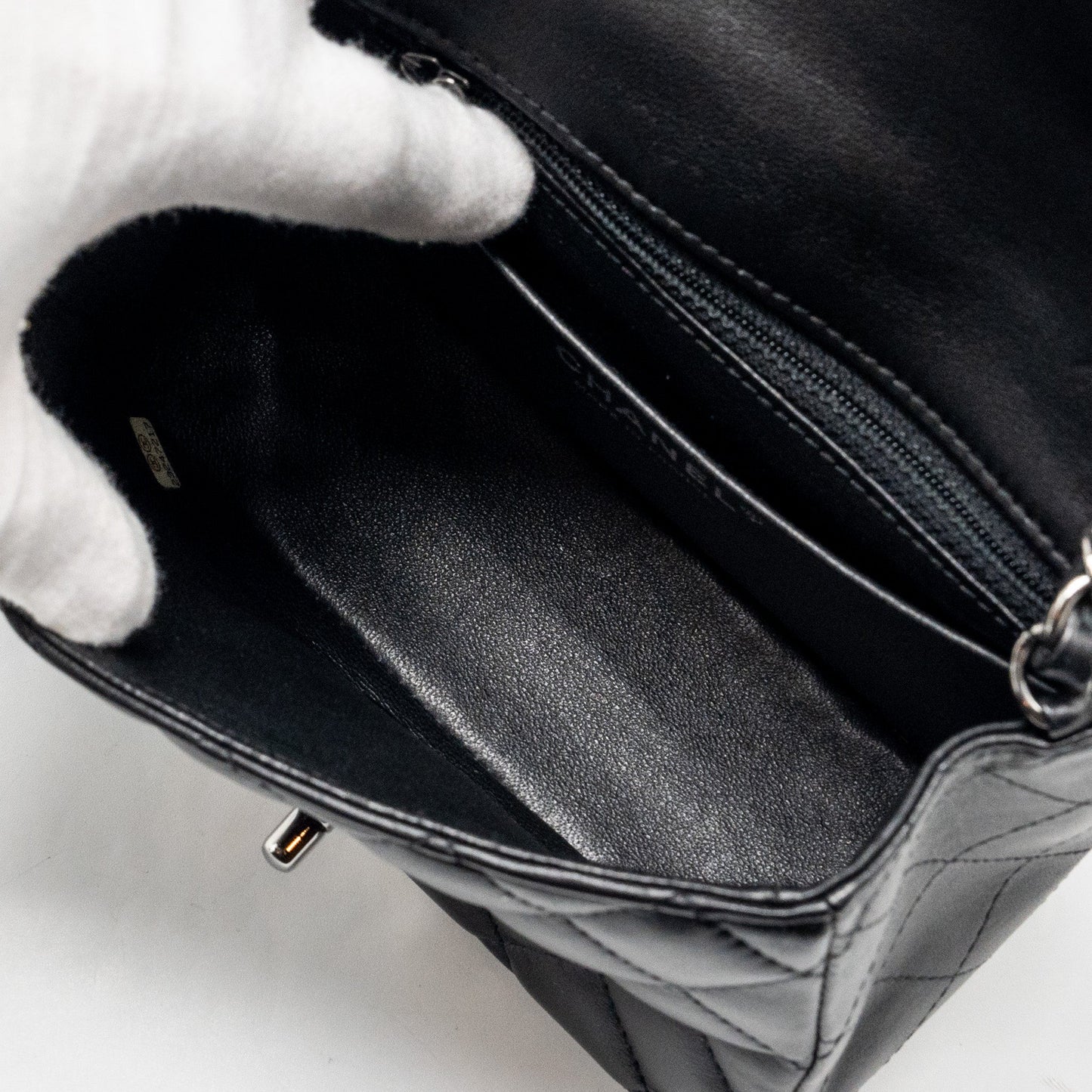 Chanel mini square Flap bag lambskin black