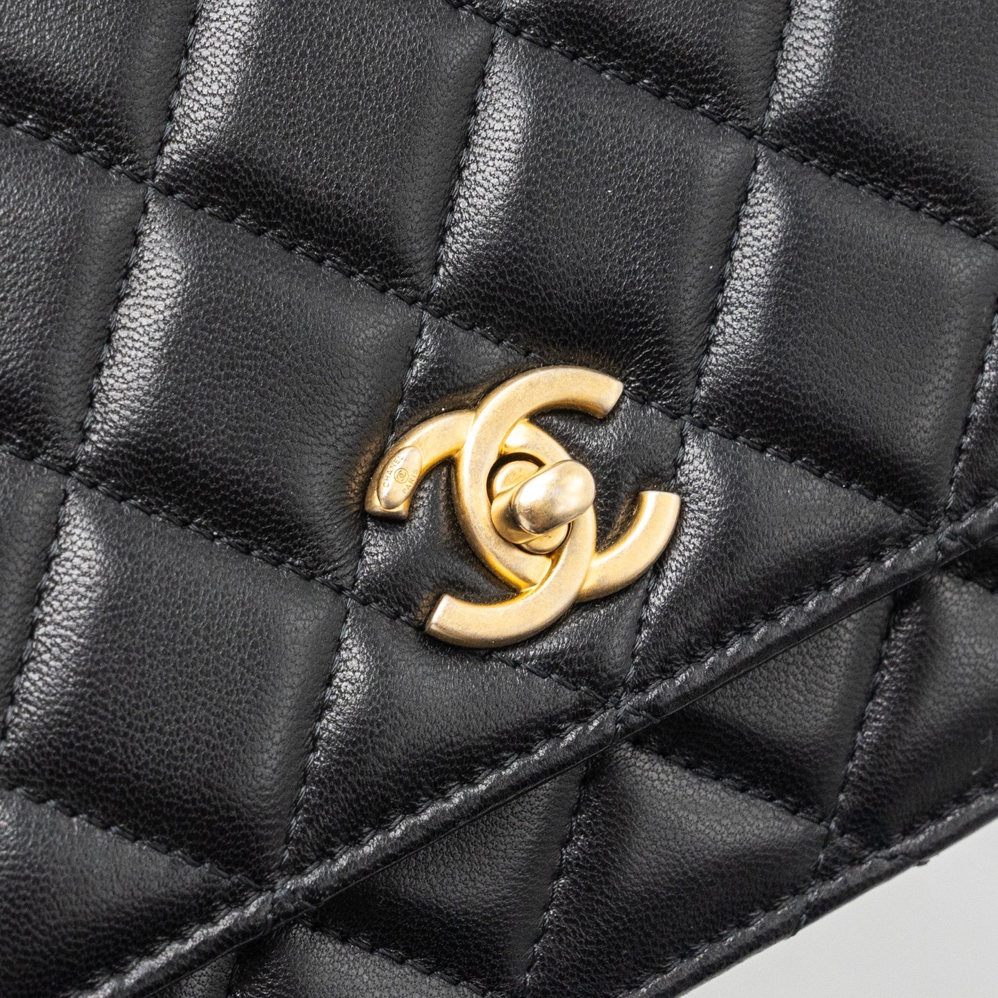 Chanel Pearl Crush Wallet On Chain Lambskin Black