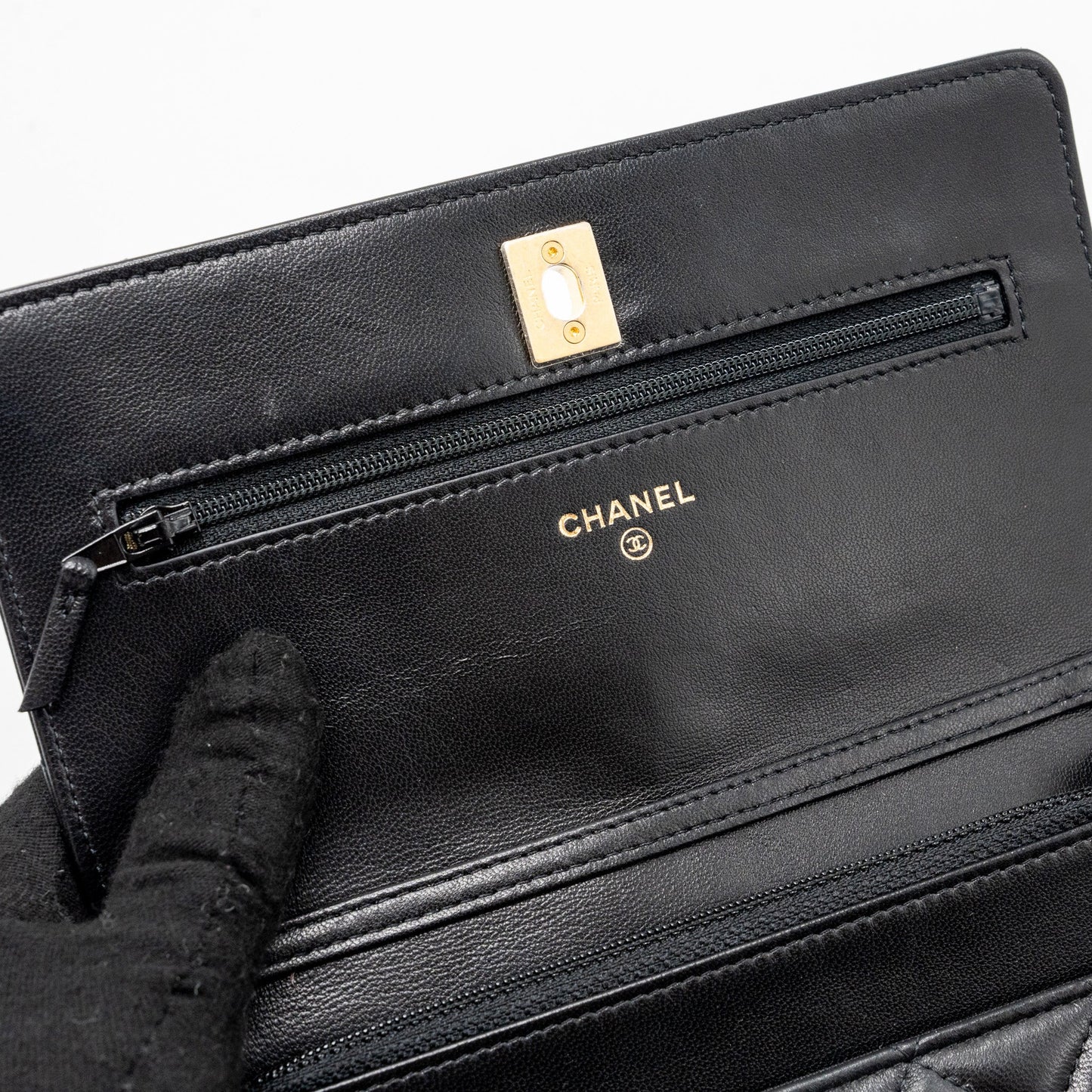 Chanel Pearl Crush Wallet On Chain Lambskin Black
