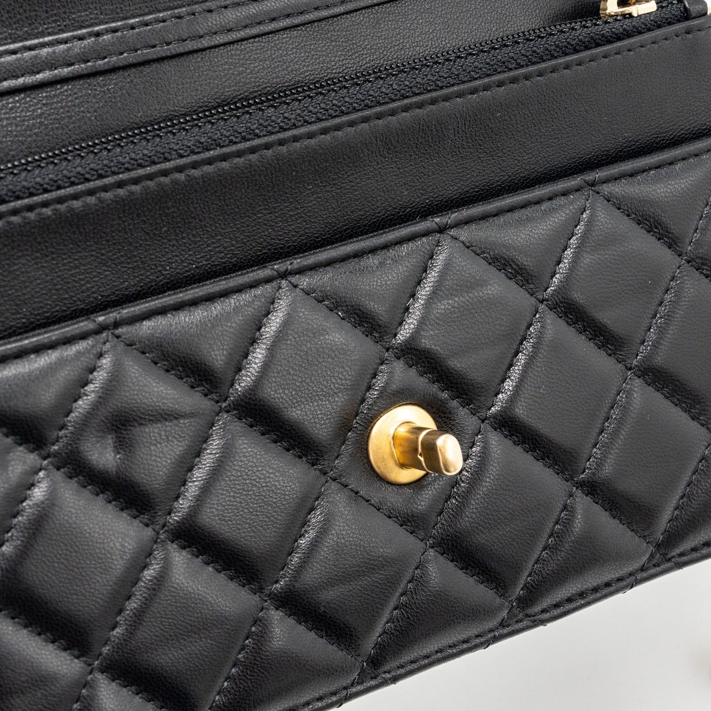 Chanel Pearl Crush Wallet On Chain Lambskin Black