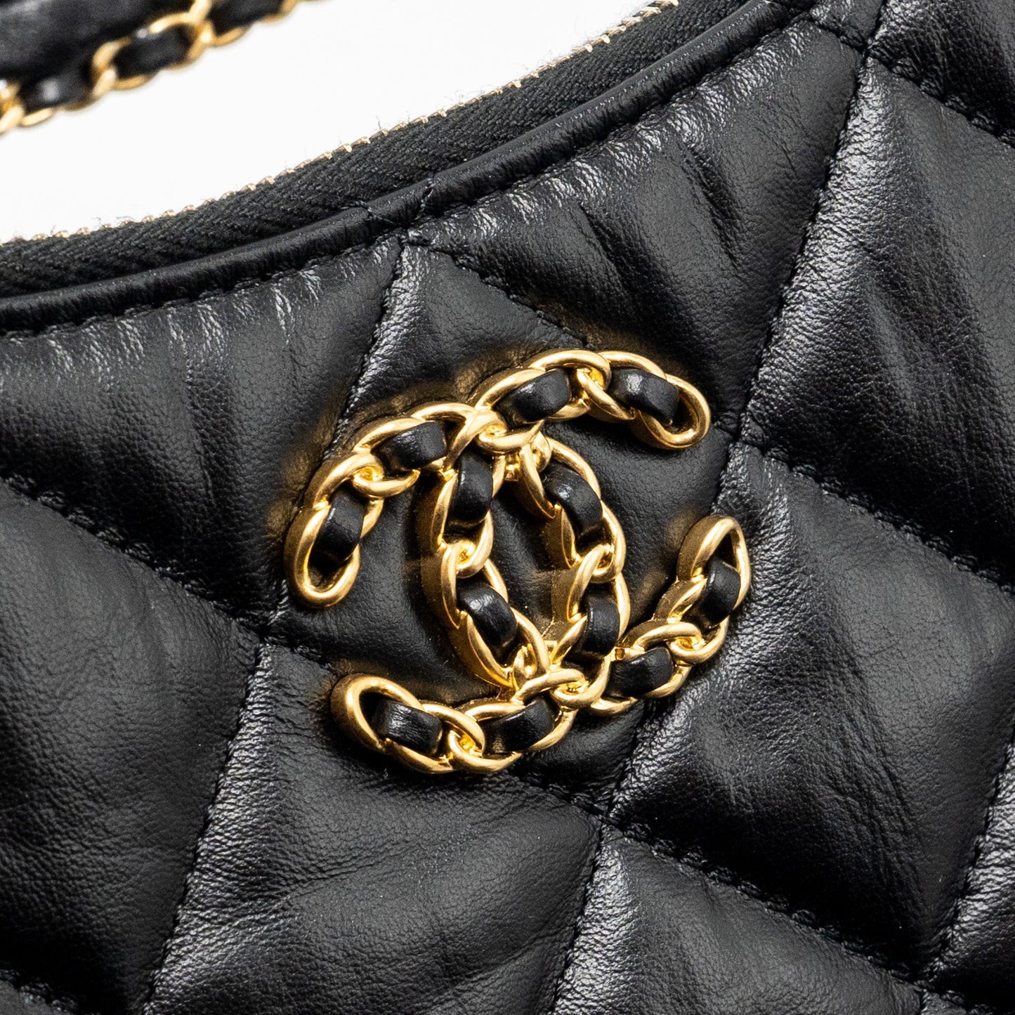 Chanel 23k Hobo Shoulder Bag Calfskin Black  (microchip)