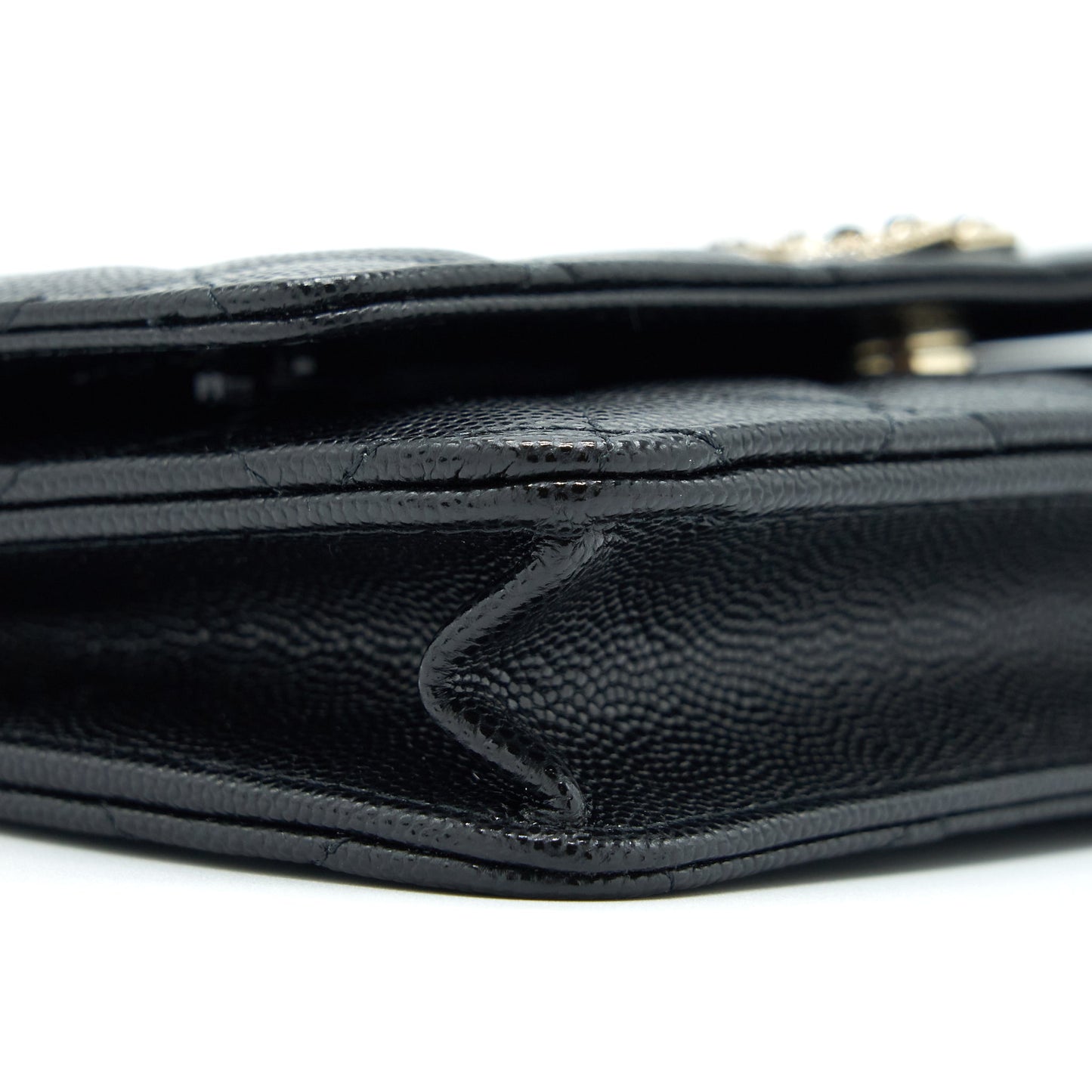 Chanel 22S Detailed CC Logo Wallet On Chain Caviar Black L