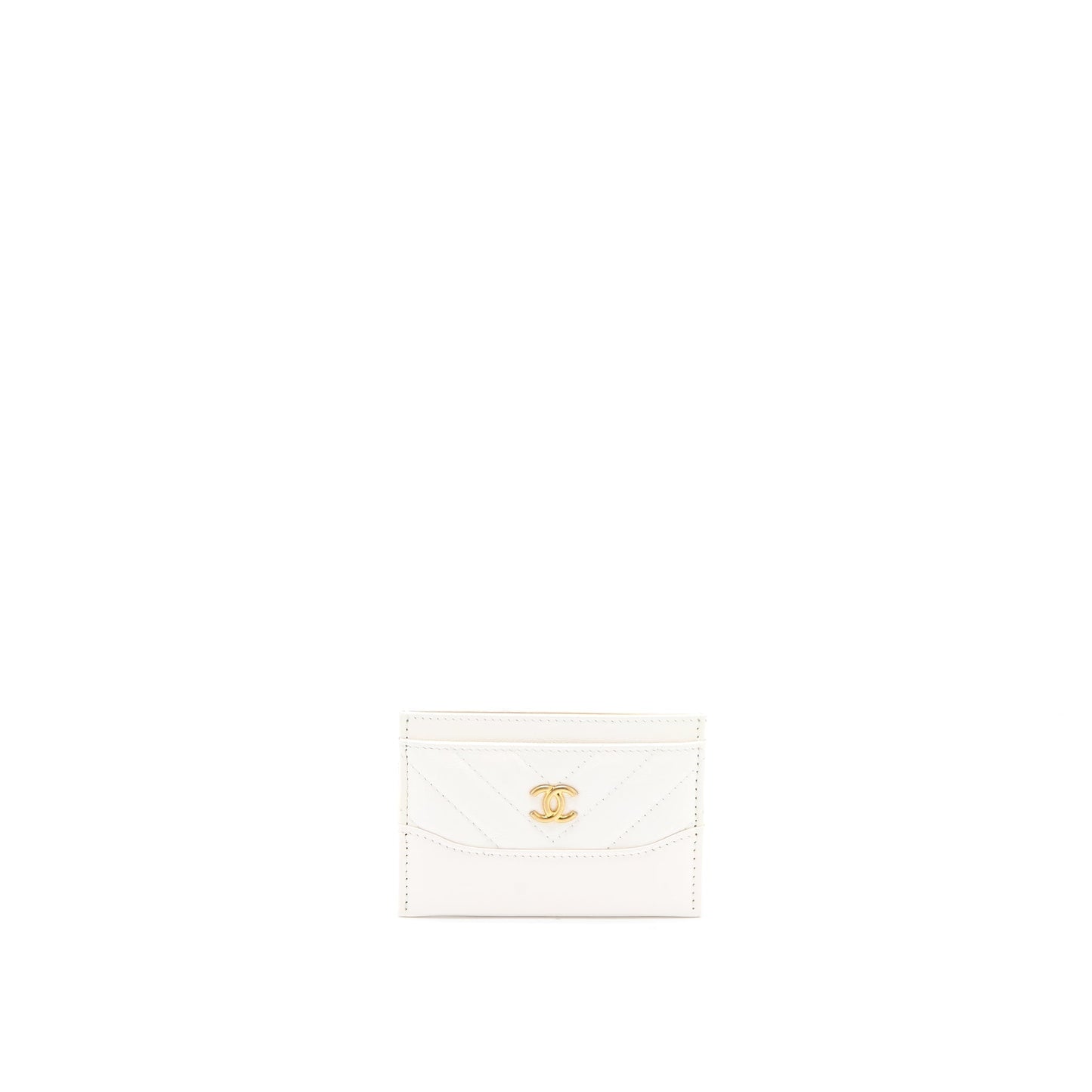 Chanel Chevron Card Holder Calfskin White