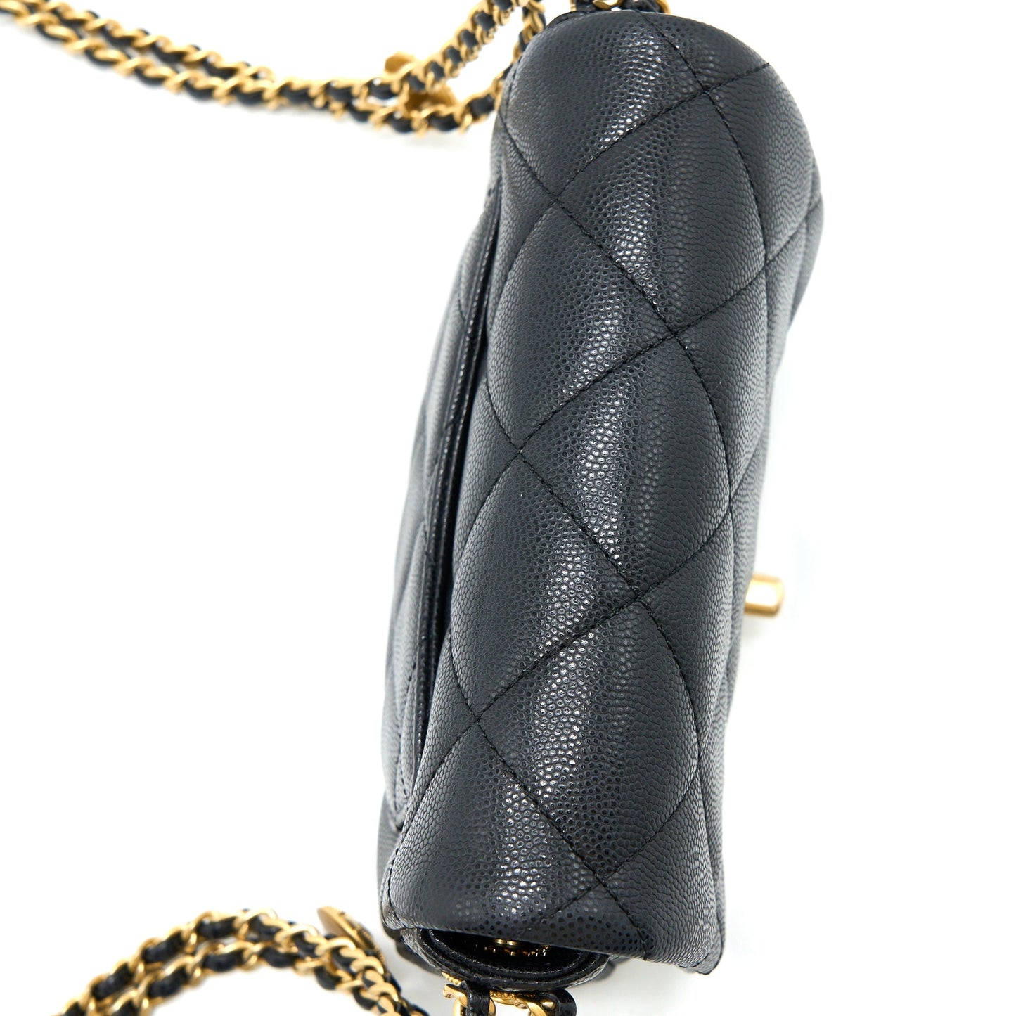 Chanel 22A Square Flap Bag Caviar Black  (Microchip)