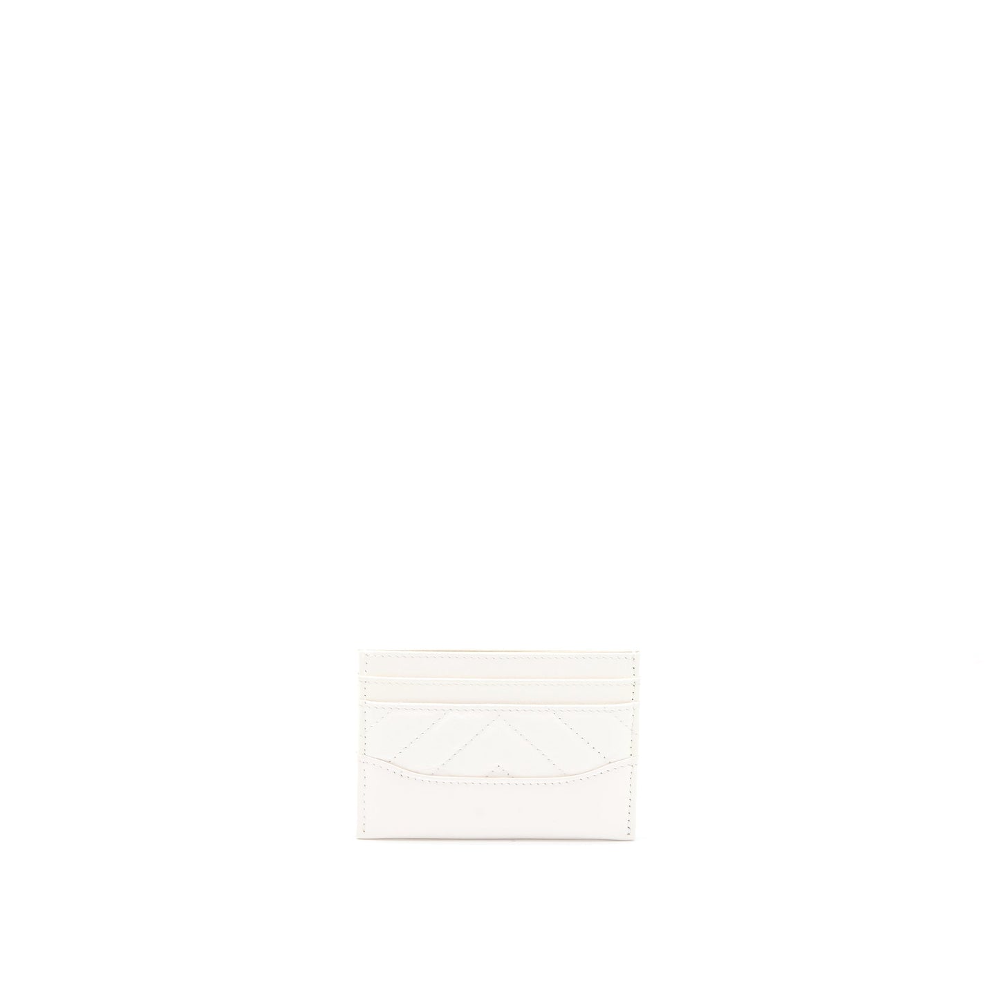 Chanel Chevron Card Holder Calfskin White