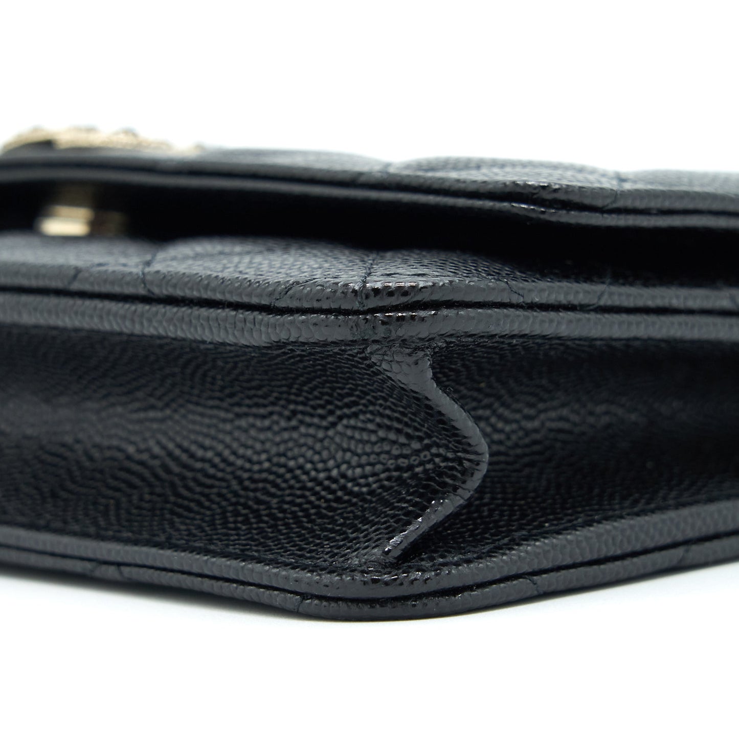 Chanel 22S Detailed CC Logo Wallet On Chain Caviar Black L