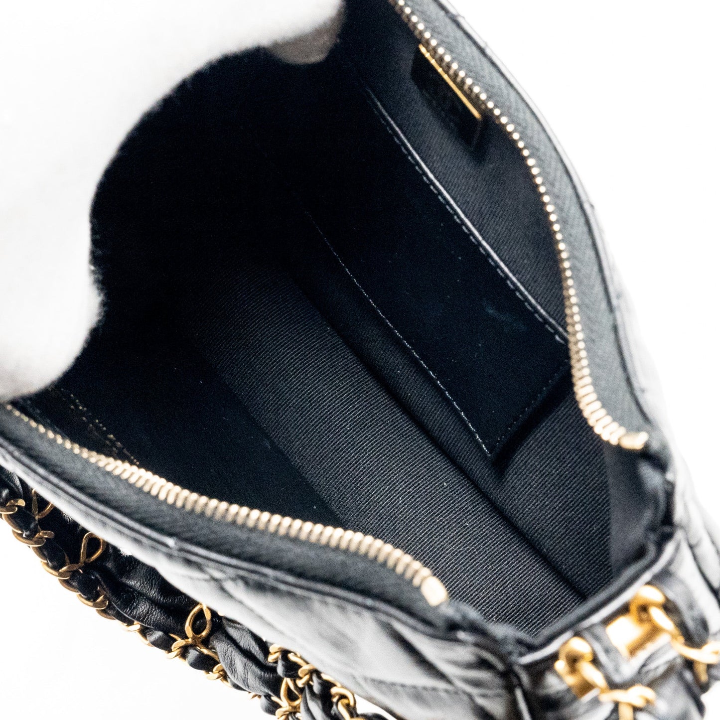 Chanel 23k Hobo Shoulder Bag Calfskin Black  (microchip)